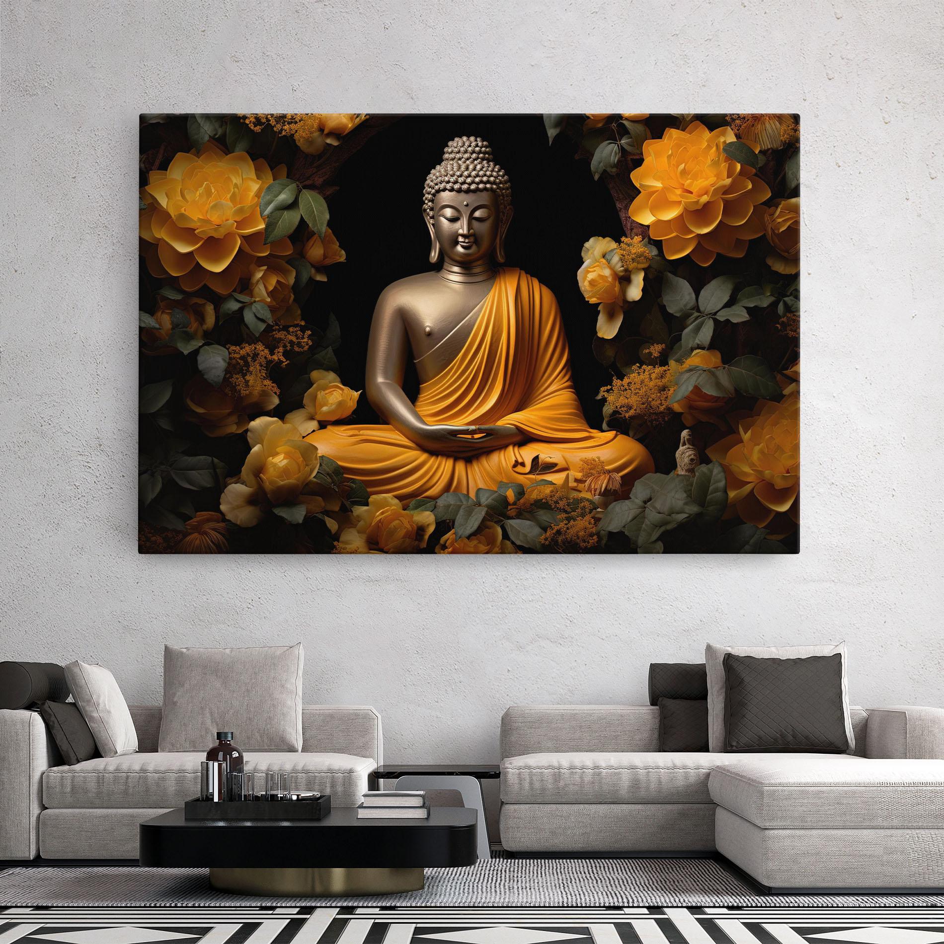 Leinwandbild Gold Buddha Flower mockup 2