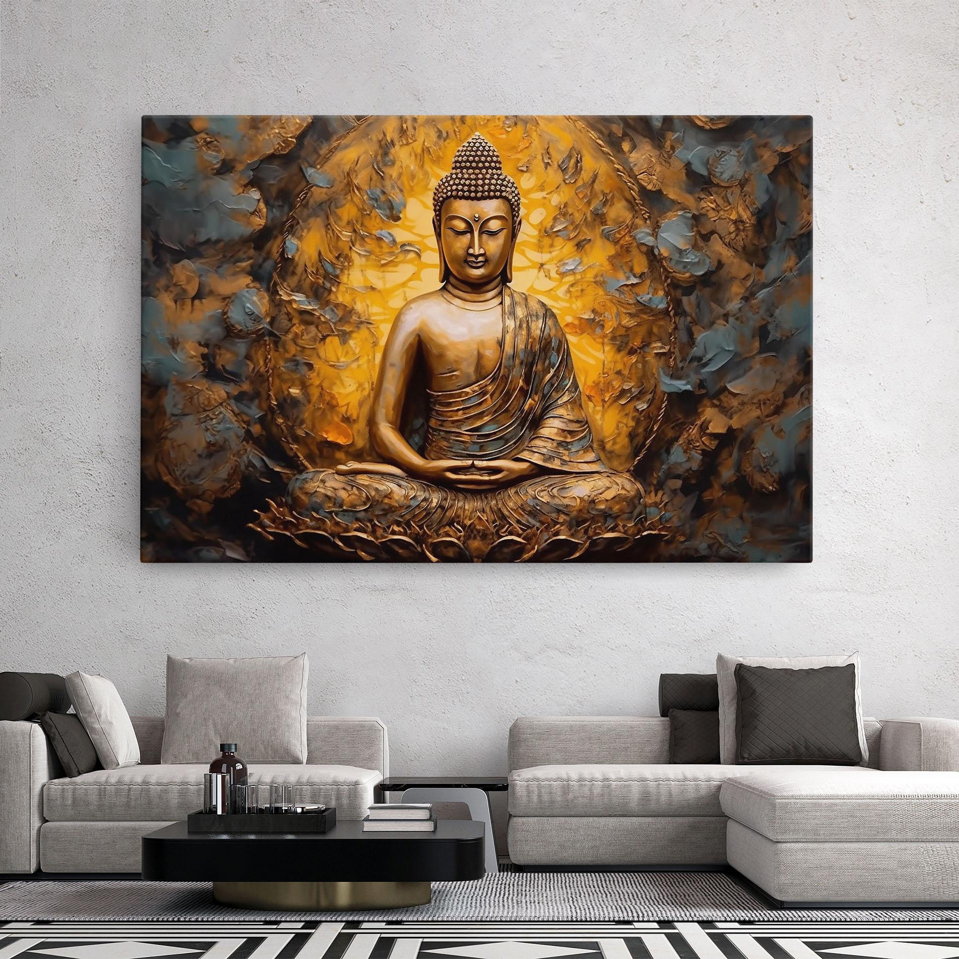 Leinwandbild Gold Grey Buddha mockup 2