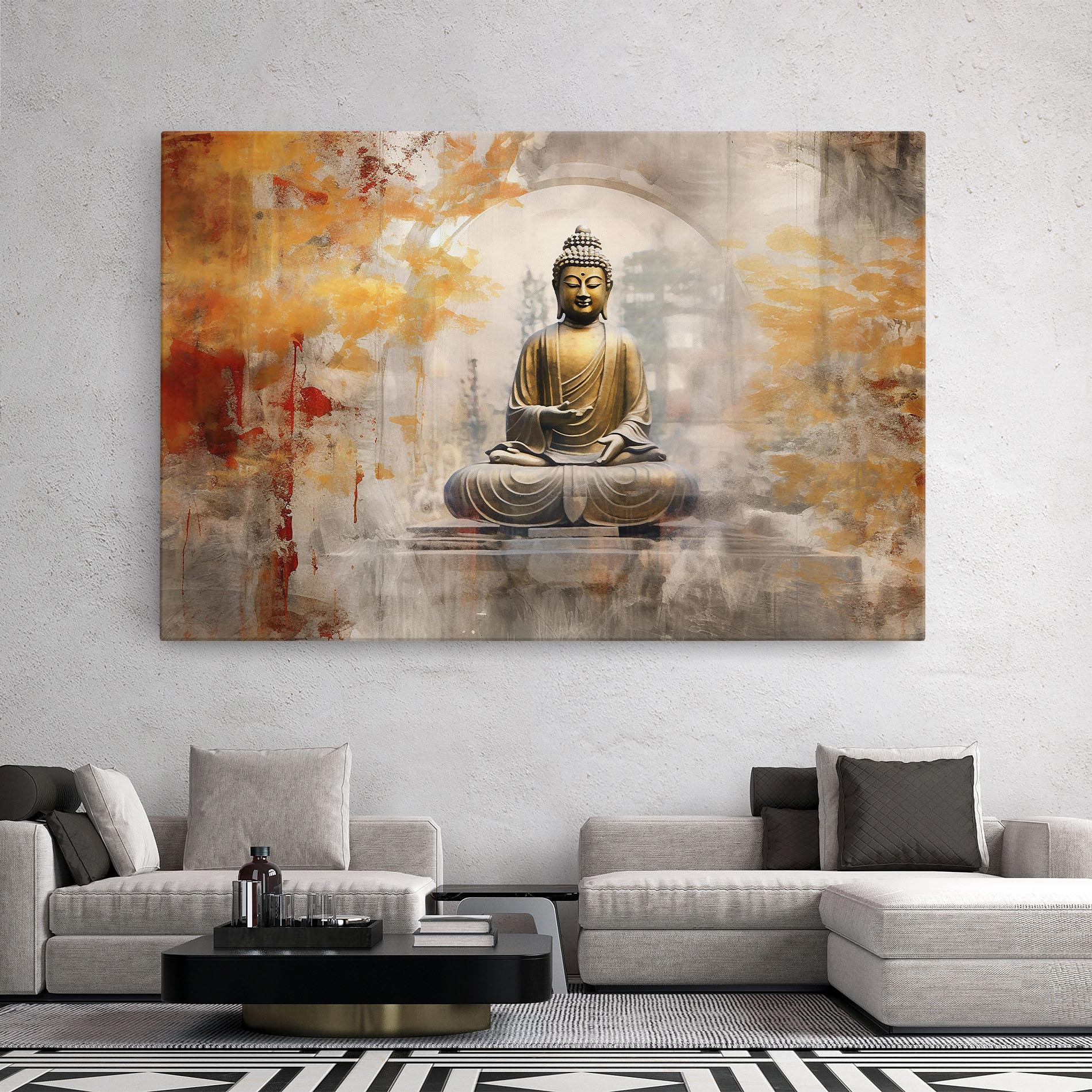 Leinwandbild Grey Gold Buddha mockup 2