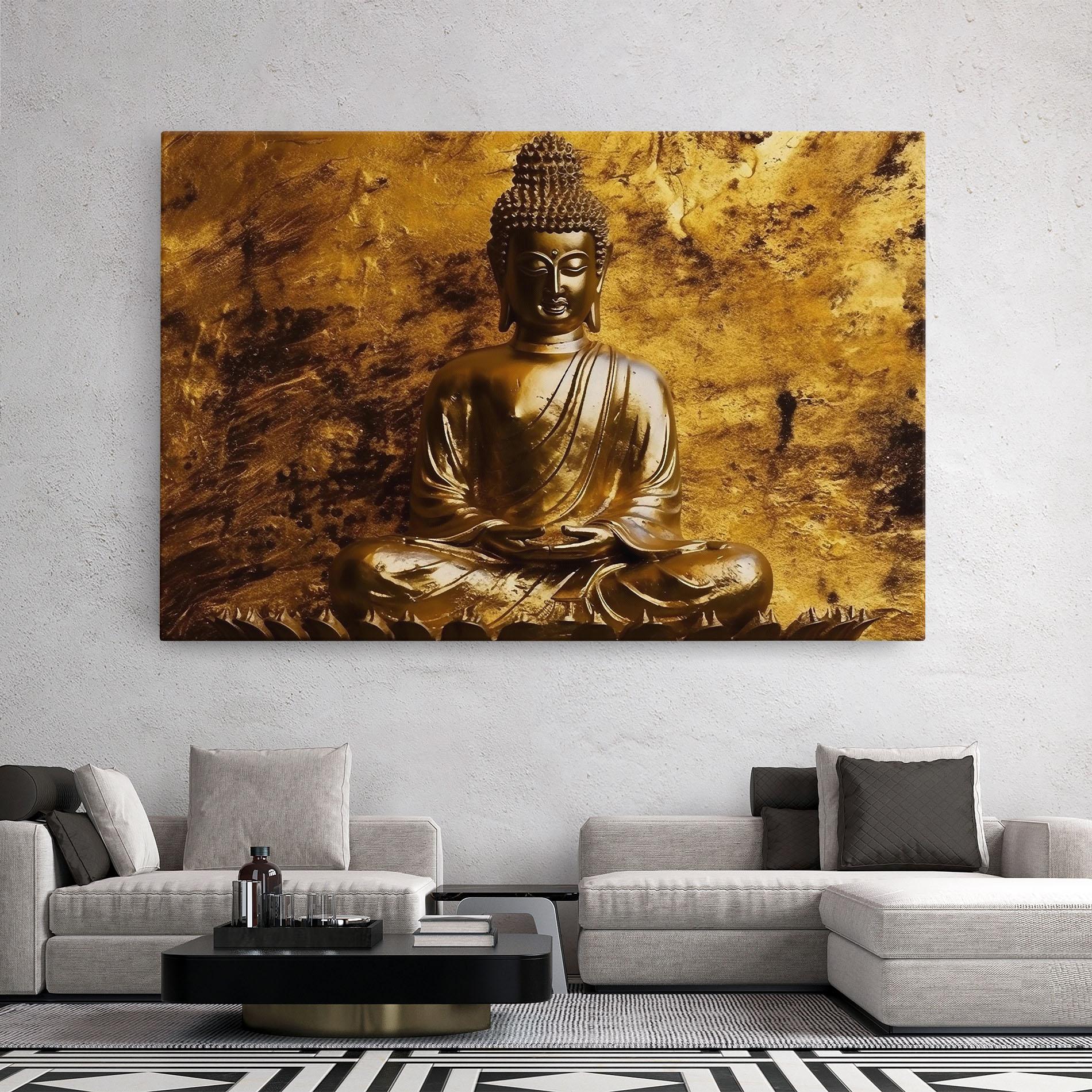 Leinwandbild Statue Gold Buddha mockup 2