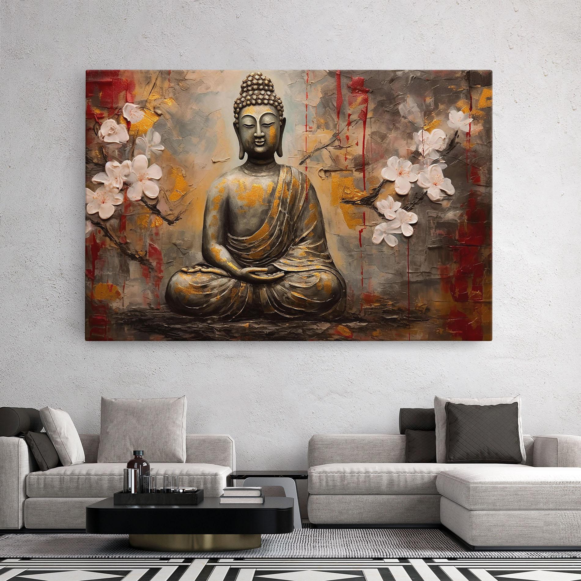 Leinwandbild White Red Buddha mockup 2