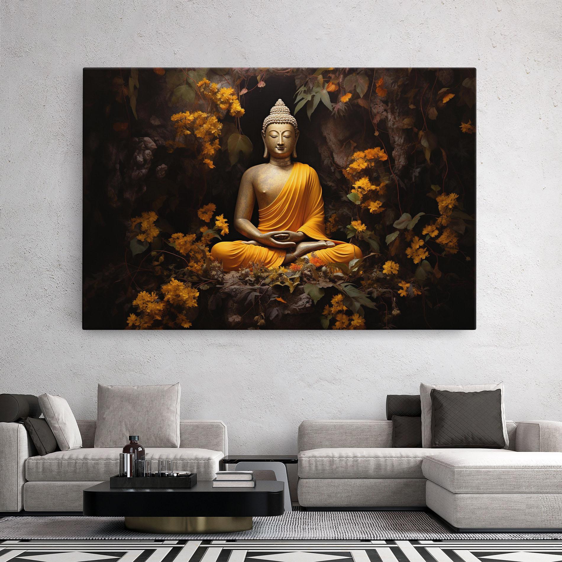Leinwandbild Yellow Light Buddha mockup 2