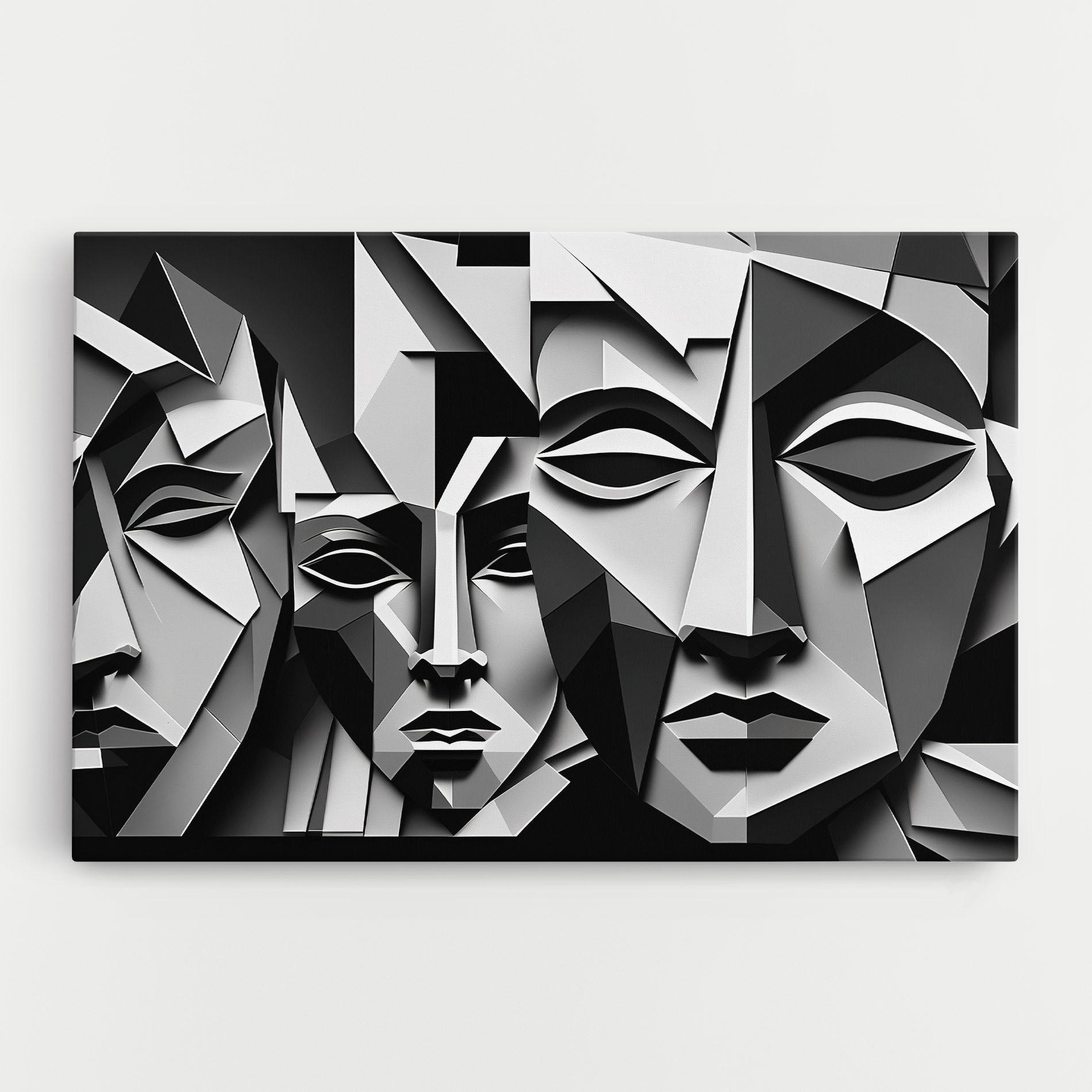 Leinwandbild Grey Faces Collage mockup 0