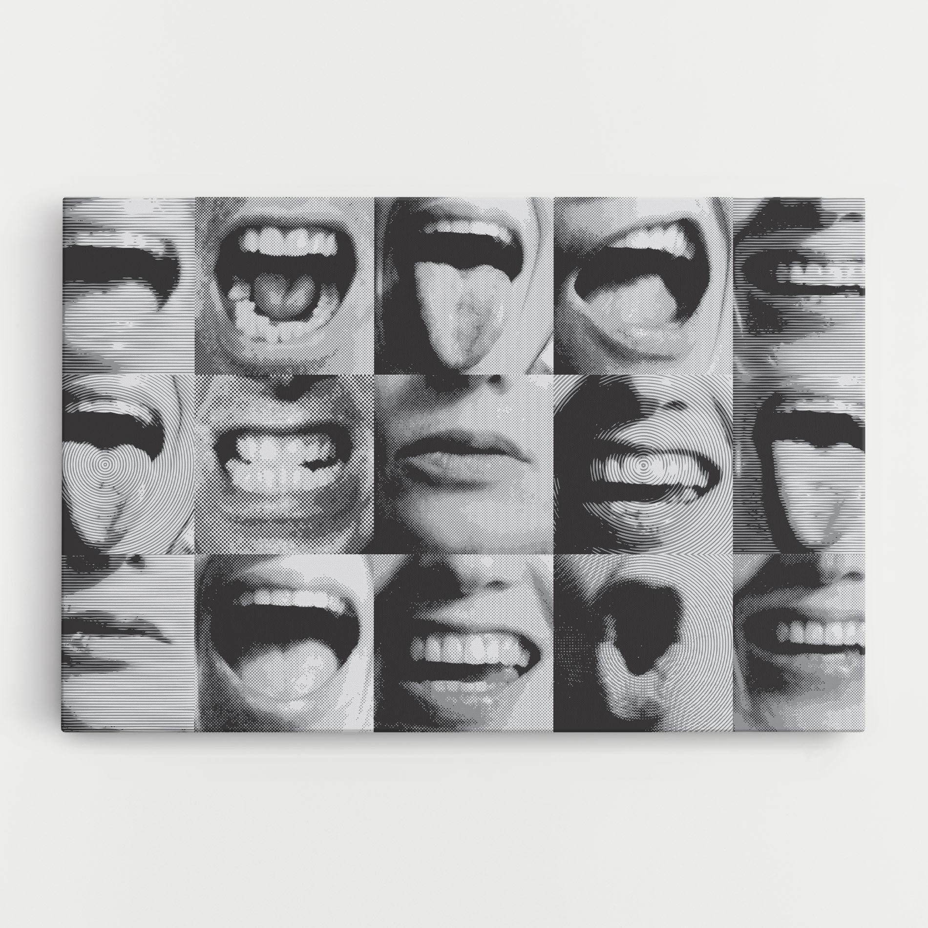Leinwandbild Grey Mouth Collage mockup 0