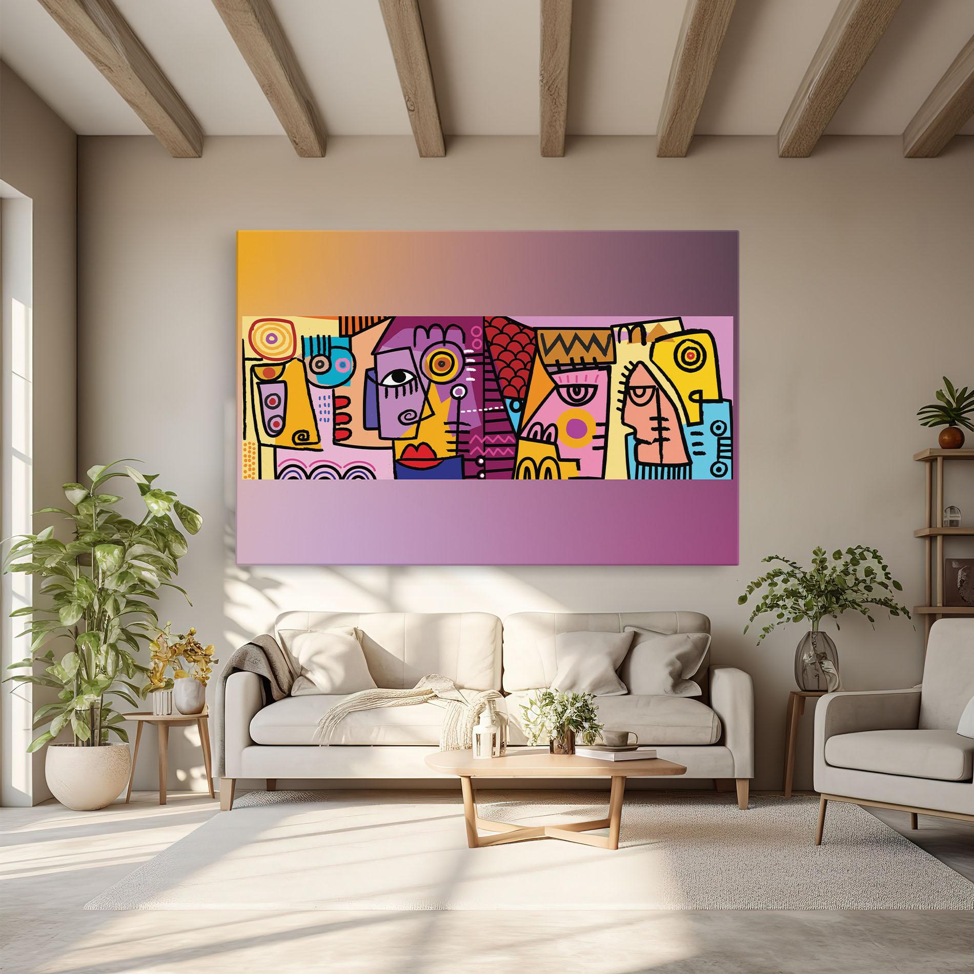 Leinwandbild Face Group Purple mockup 6