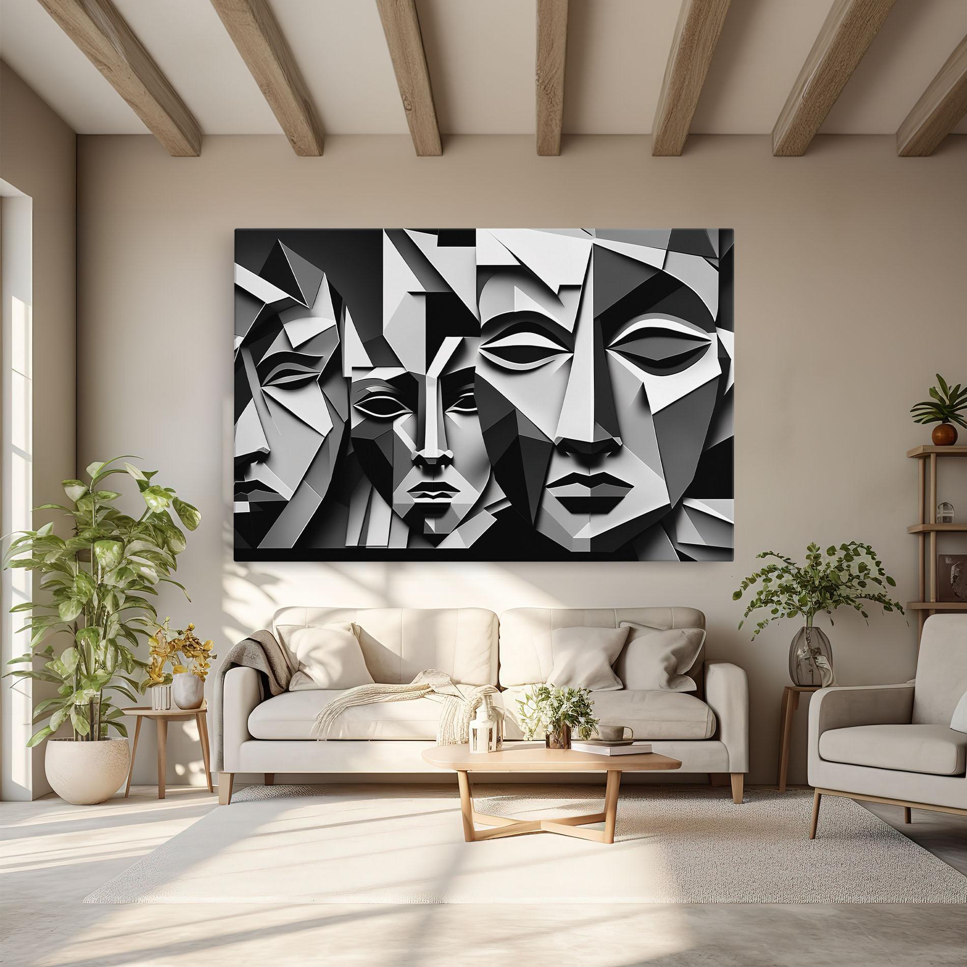 Leinwandbild Grey Faces Collage mockup 6