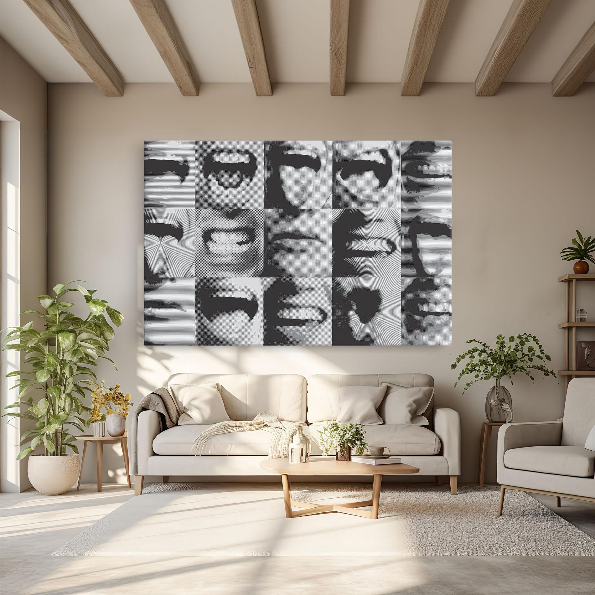 Leinwandbild Grey Mouth Collage mockup 6