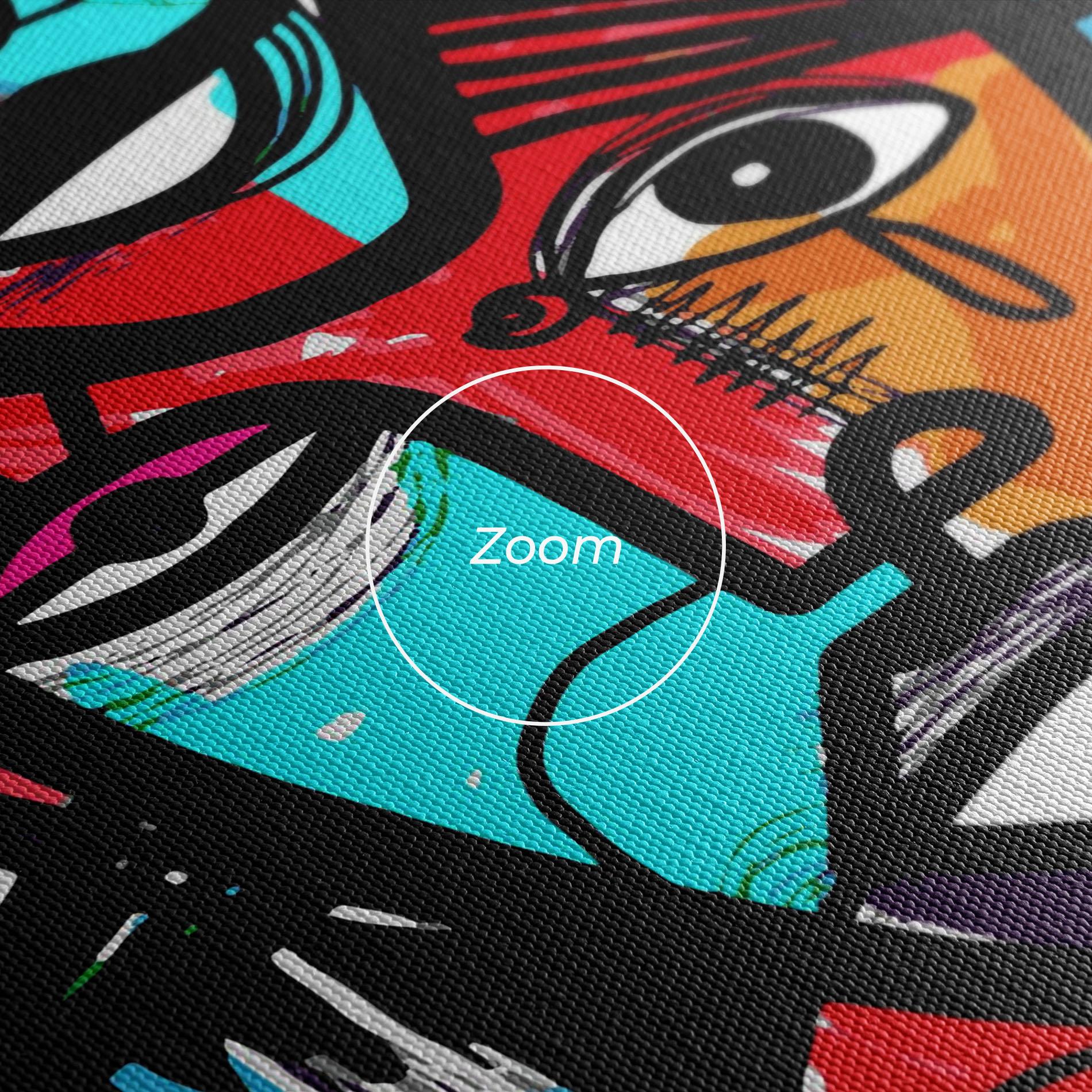 Leinwandbild Blue Orange Faces mockup 3