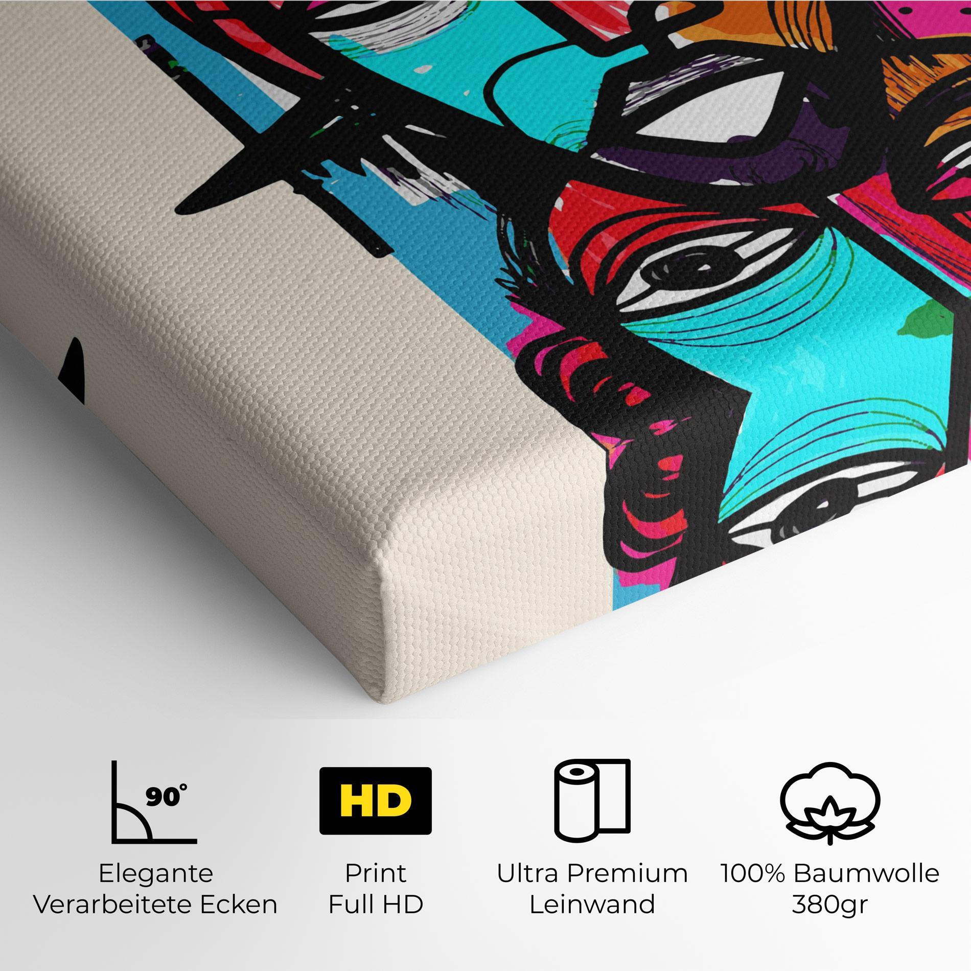 Leinwandbild Blue Orange Faces mockup 4