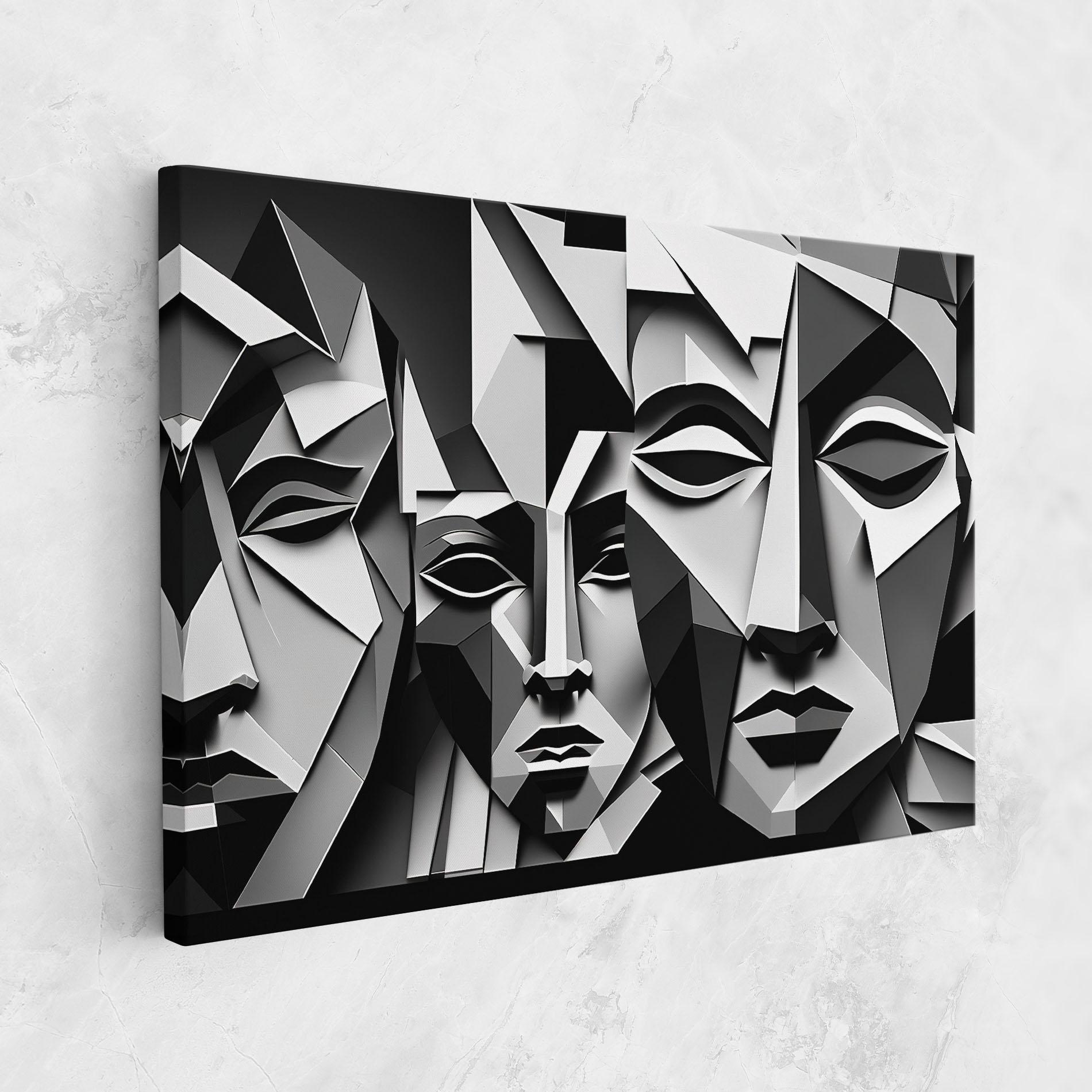 Leinwandbild Grey Faces Collage mockup 1