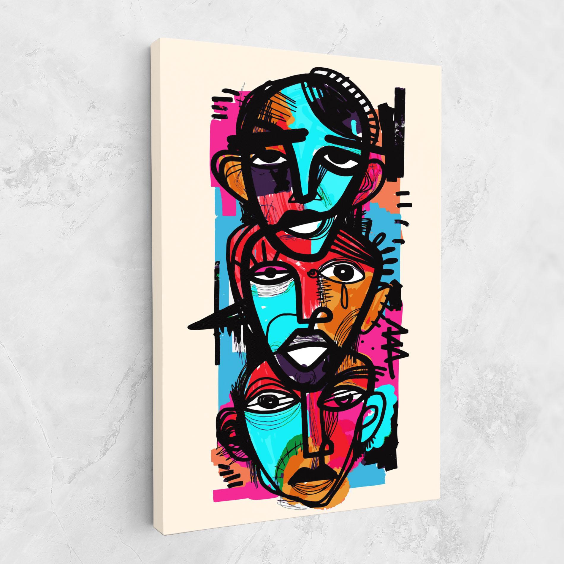 Leinwandbild Blue Orange Faces mockup 1