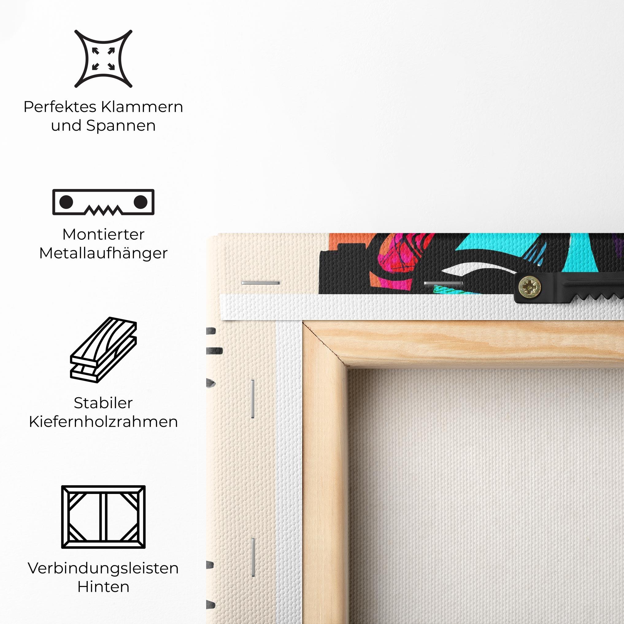 Leinwandbild Blue Orange Faces mockup 5