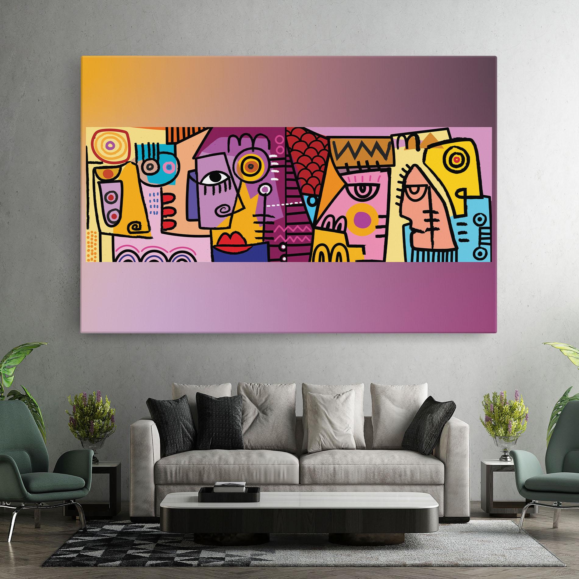 Leinwandbild Face Group Purple mockup 7