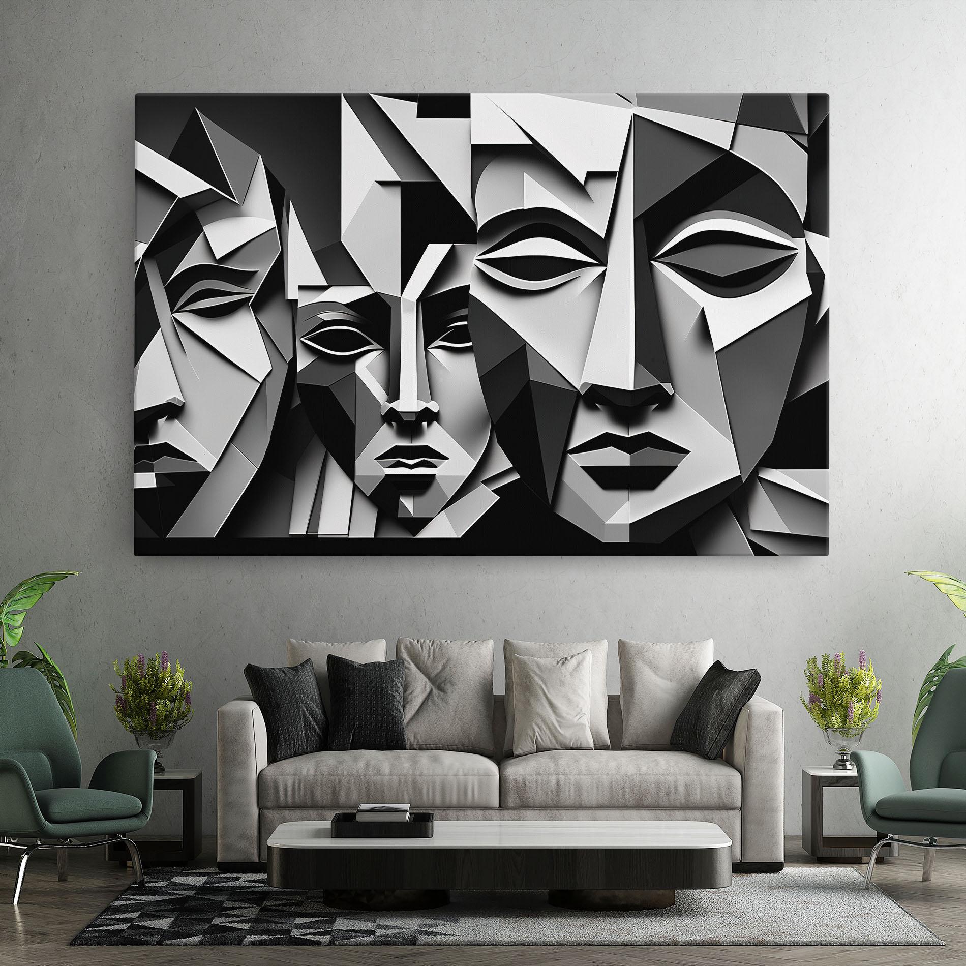 Leinwandbild Grey Faces Collage mockup 7