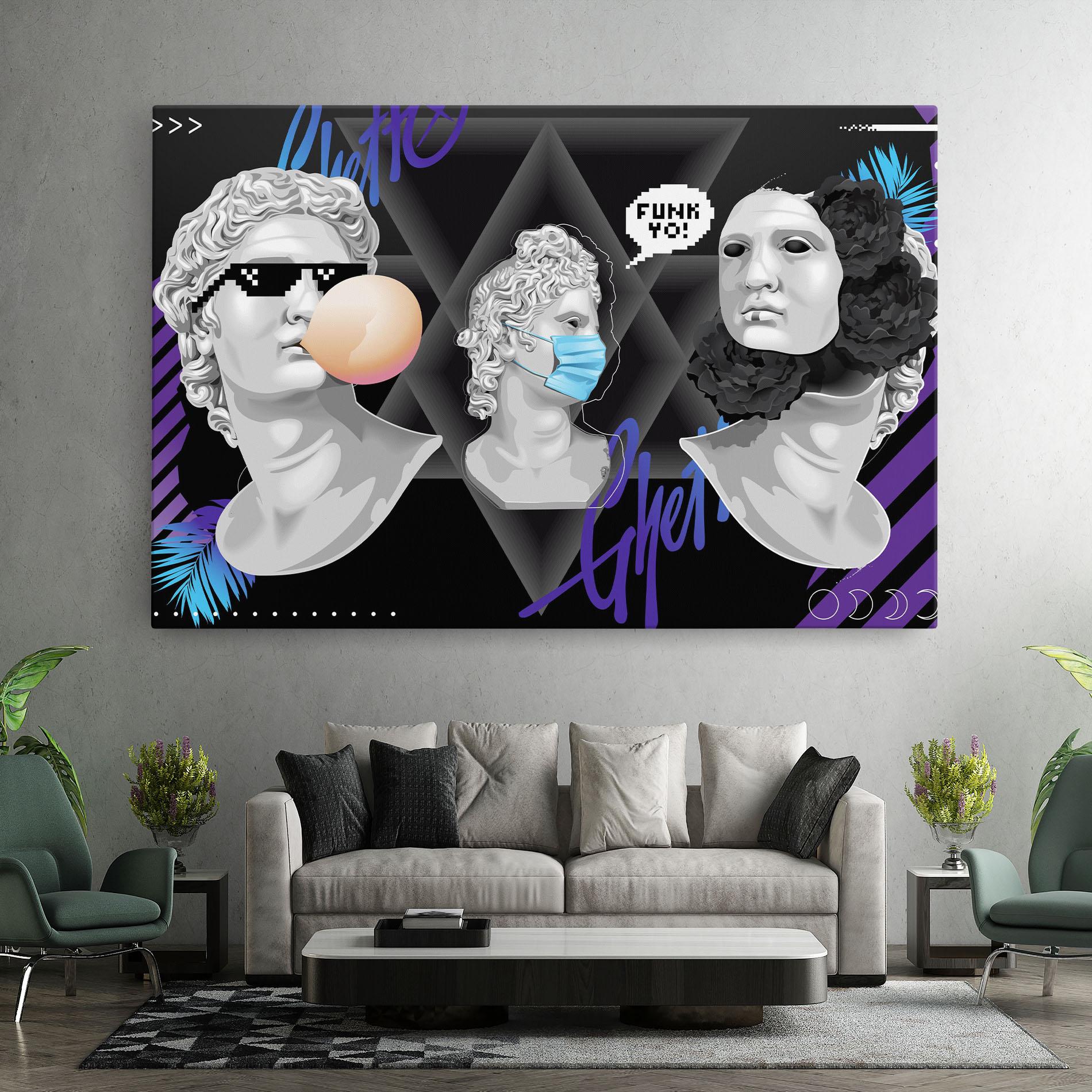 Leinwandbild Statue Mask mockup 7