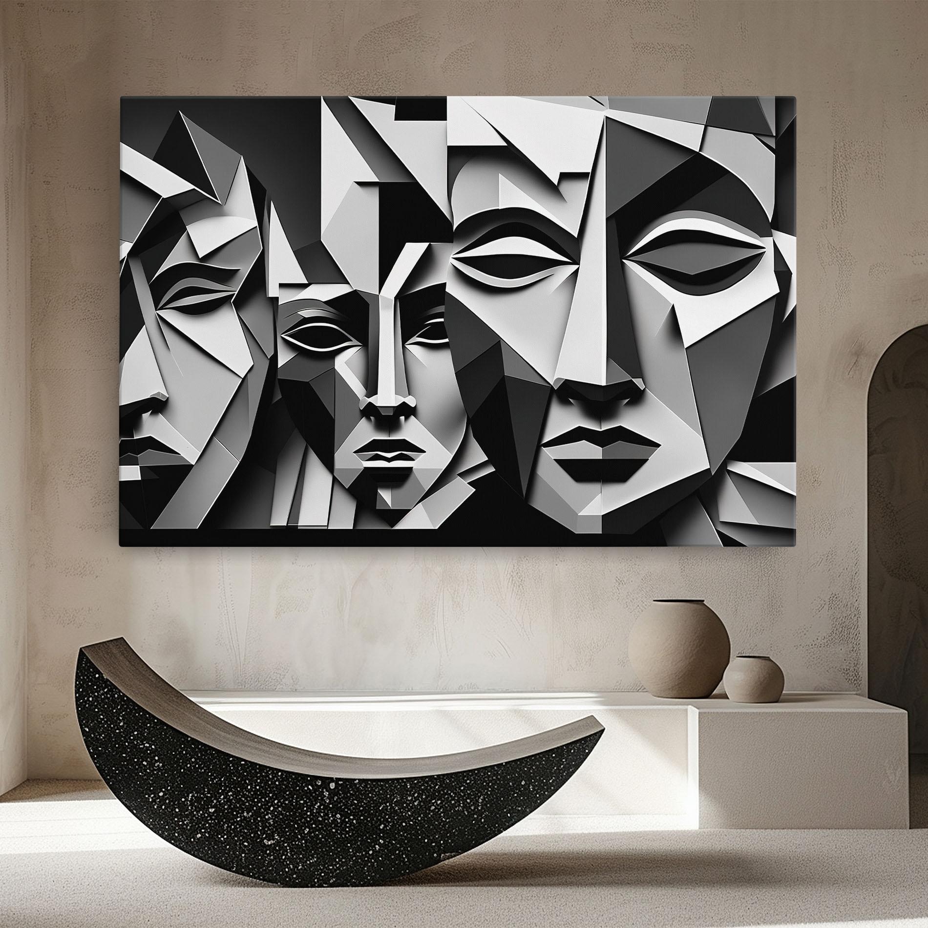 Leinwandbild Grey Faces Collage mockup 8