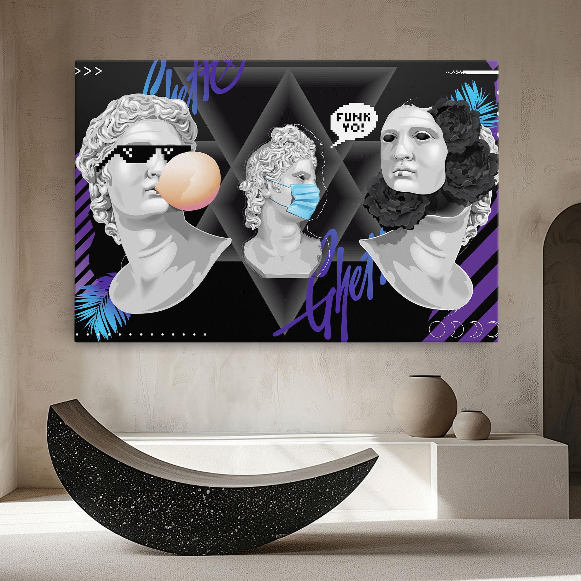 Leinwandbild Statue Mask mockup 8