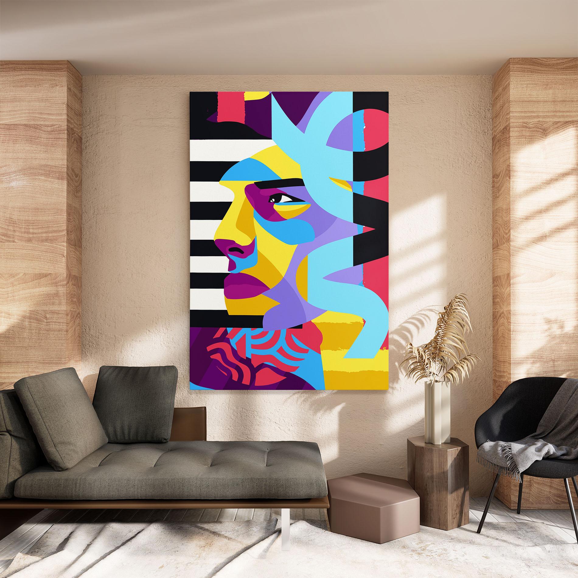 Leinwandbild Abstract Male Face mockup 8