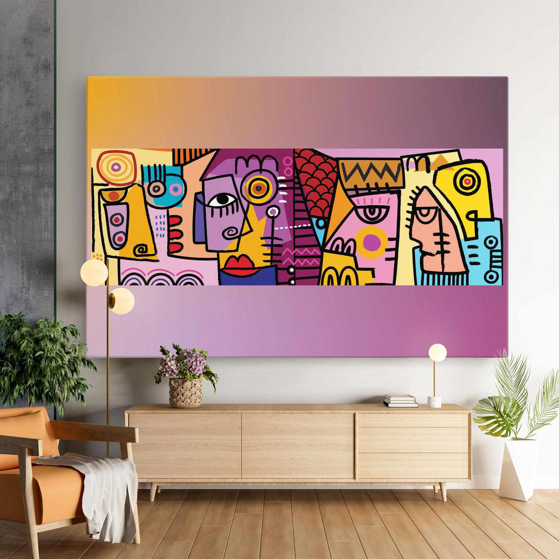 Leinwandbild Face Group Purple mockup 9