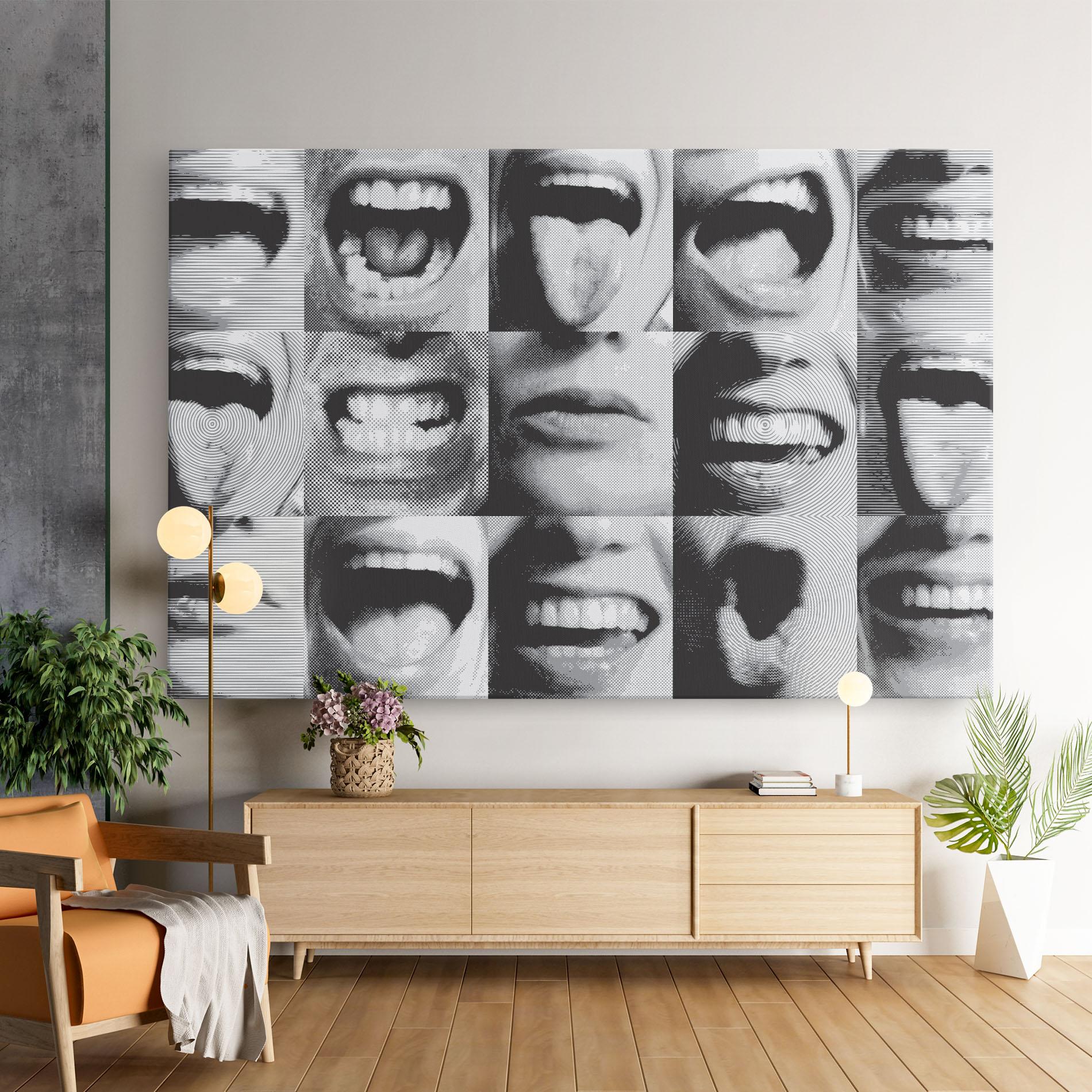 Leinwandbild Grey Mouth Collage mockup 9