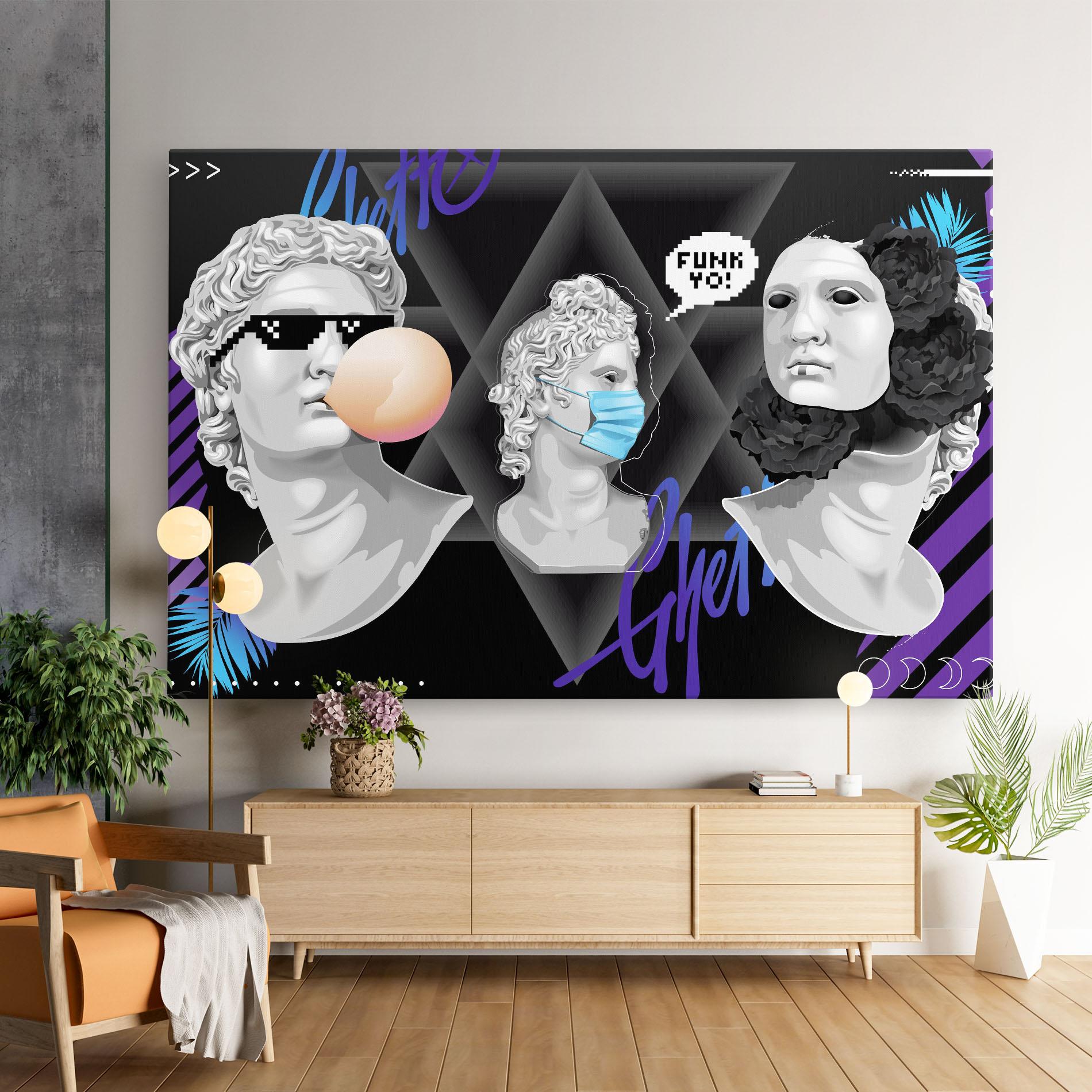 Leinwandbild Statue Mask mockup 9