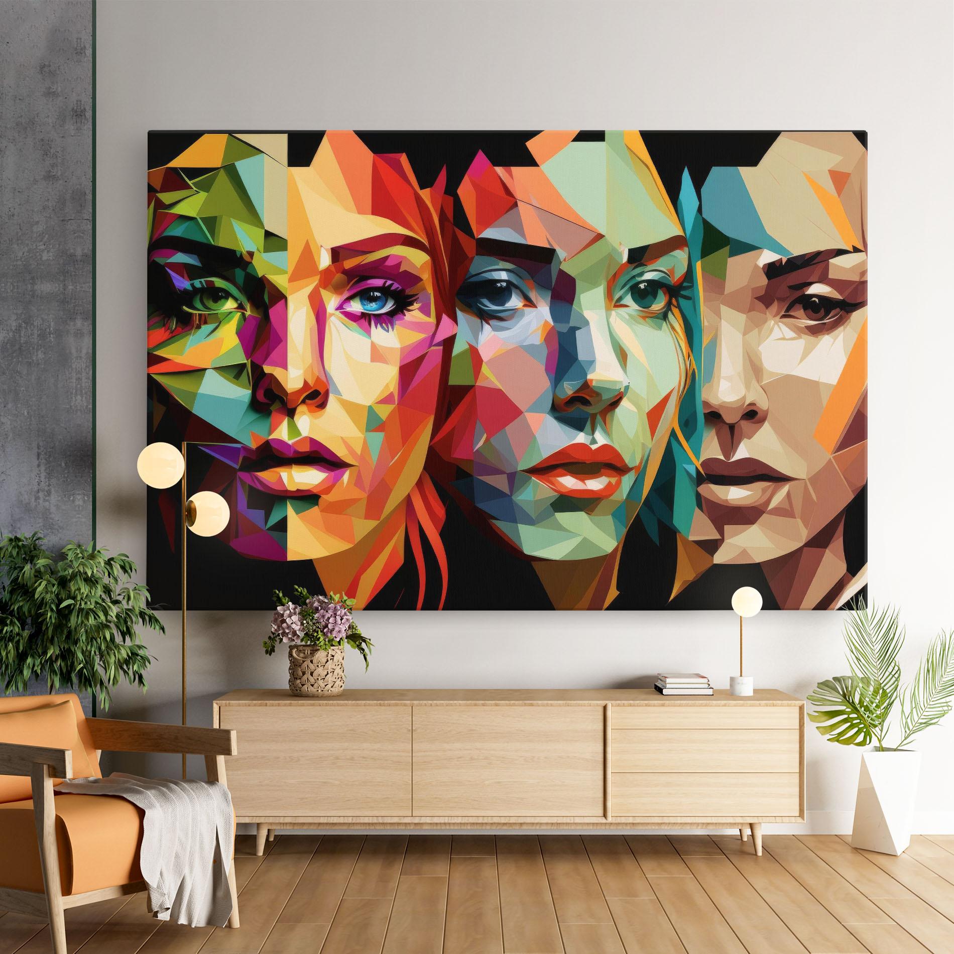 Leinwandbild Women Face Collage mockup 9