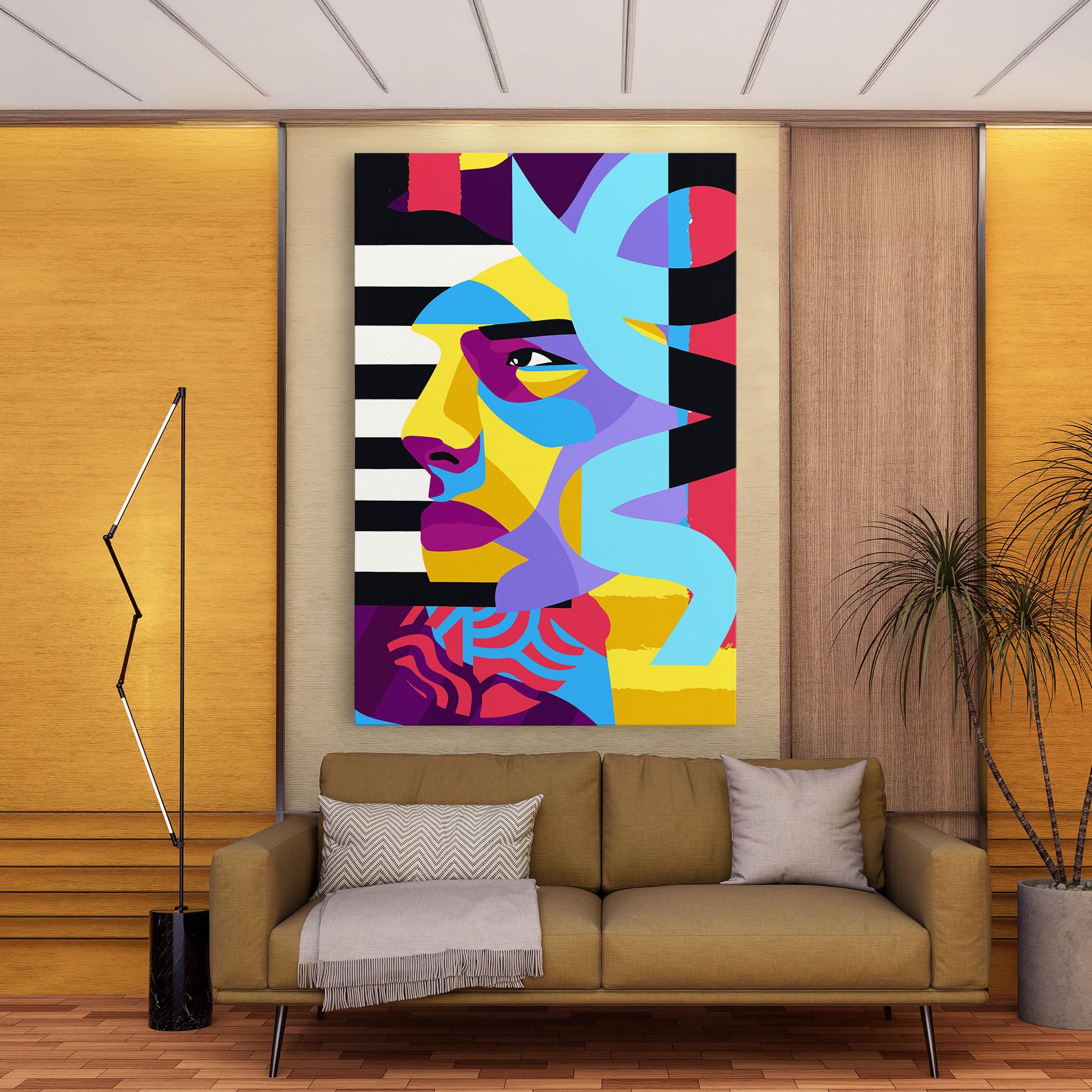 Leinwandbild Abstract Male Face mockup 9