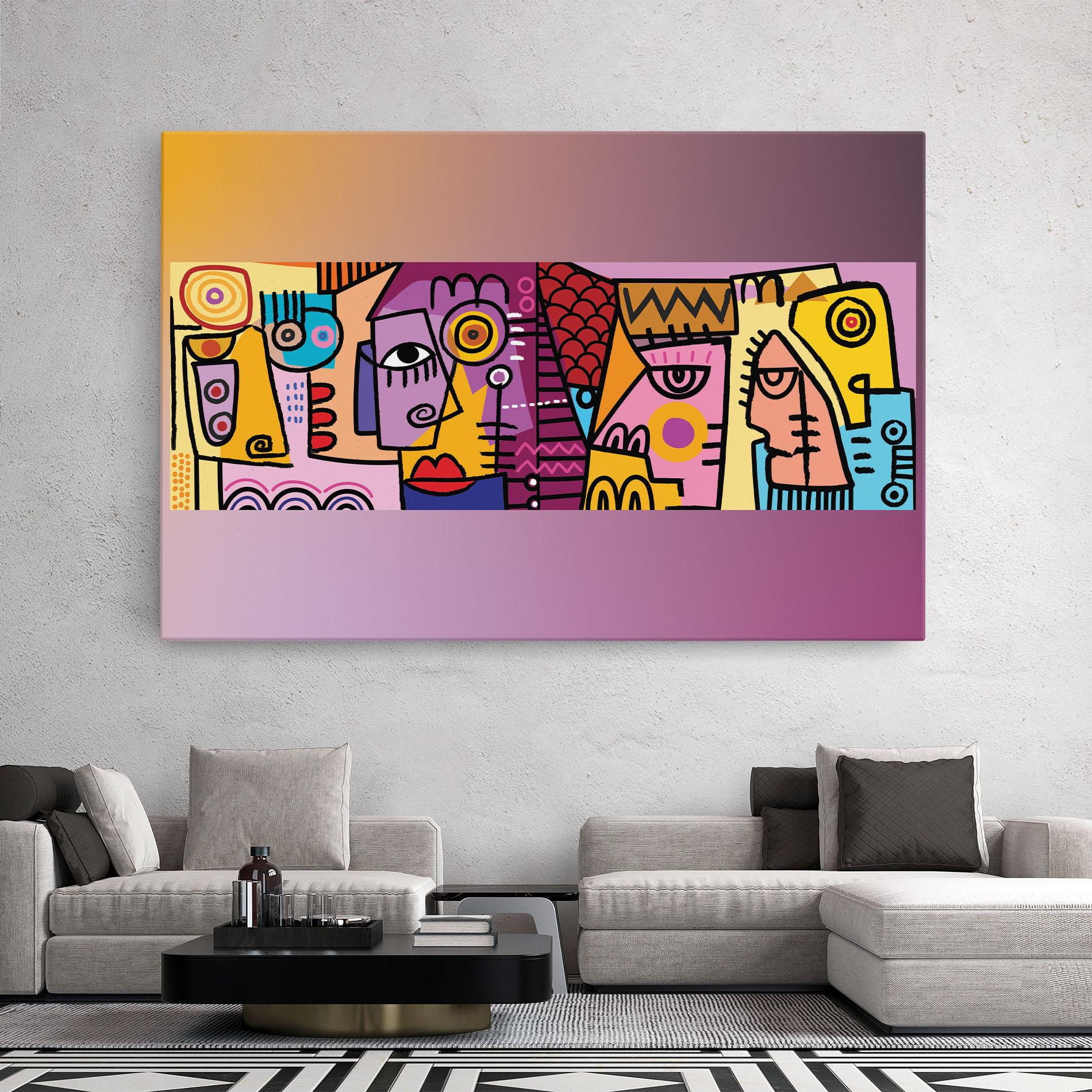 Leinwandbild Face Group Purple mockup 2