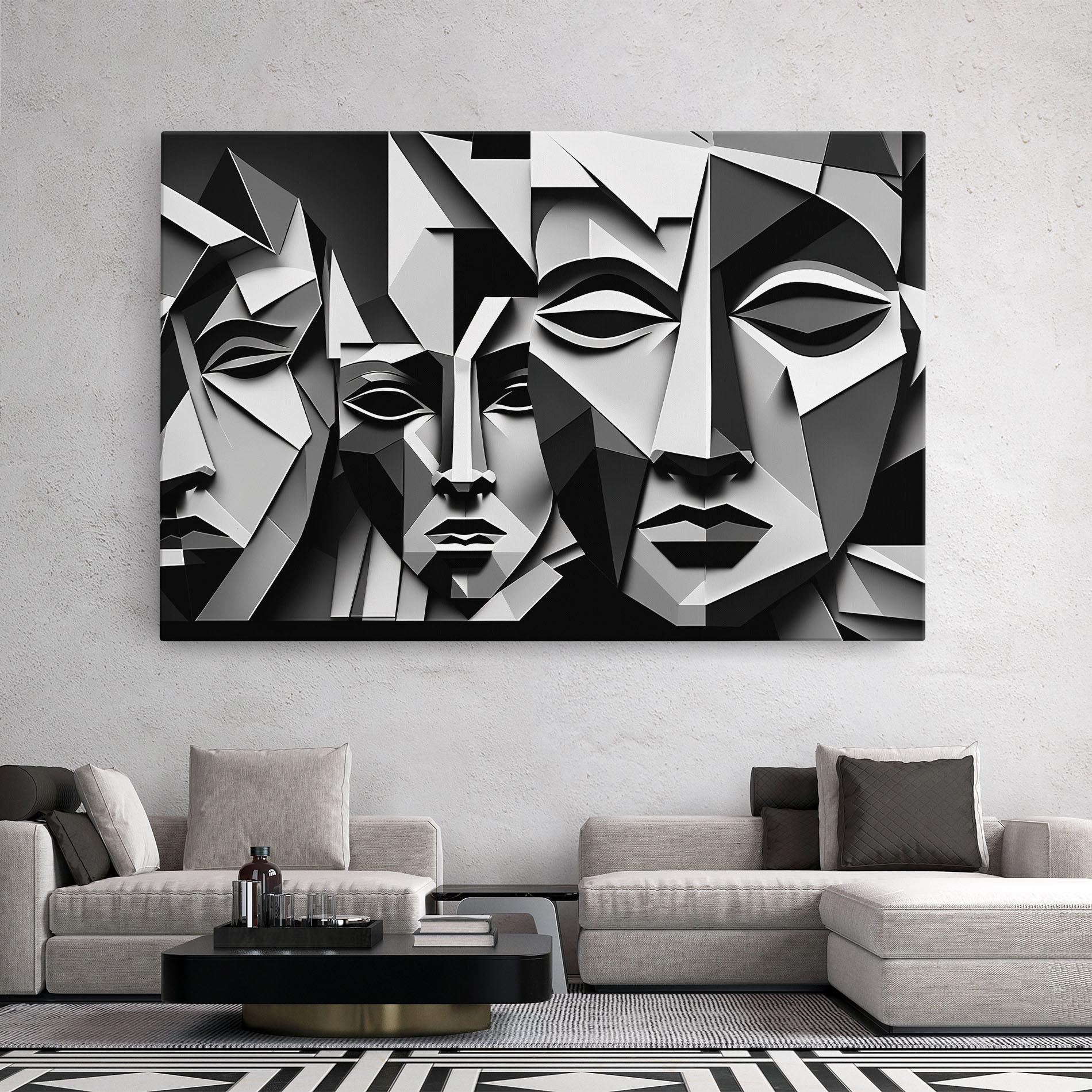 Leinwandbild Grey Faces Collage mockup 2