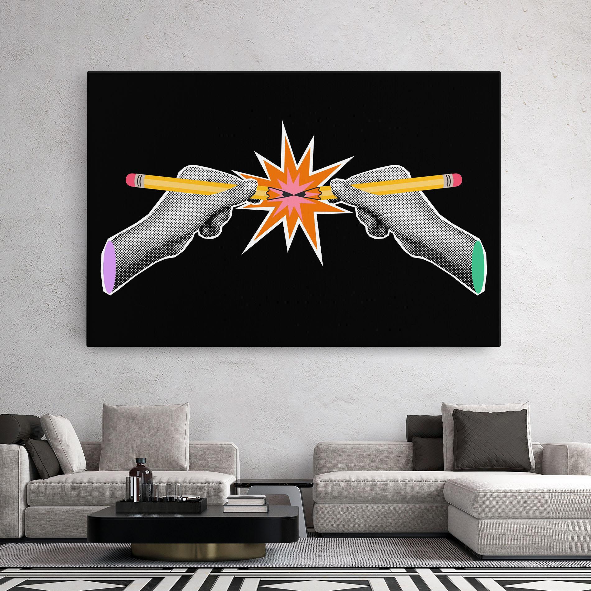 Leinwandbild Pencil Hand mockup 2