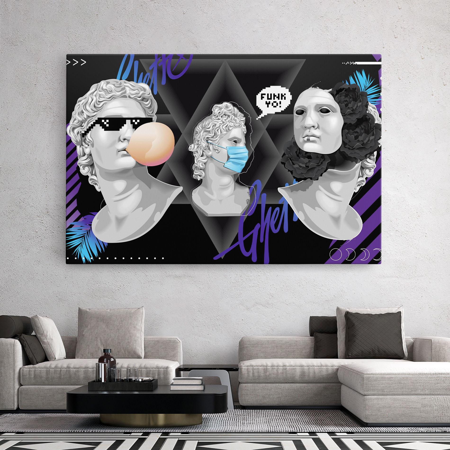 Leinwandbild Statue Mask mockup 2