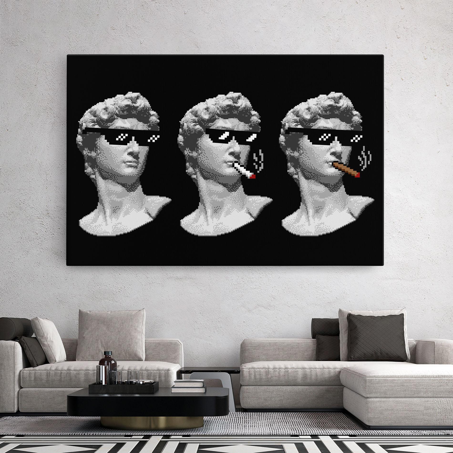 Leinwandbild Statue Smoking mockup 2