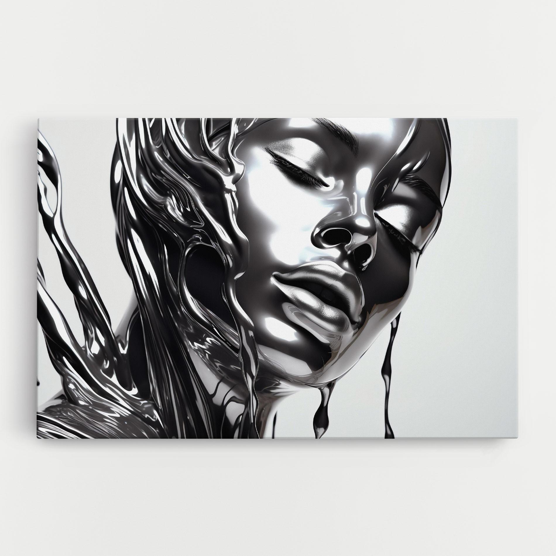 Leinwandbild Silver Liquid Woman mockup 0