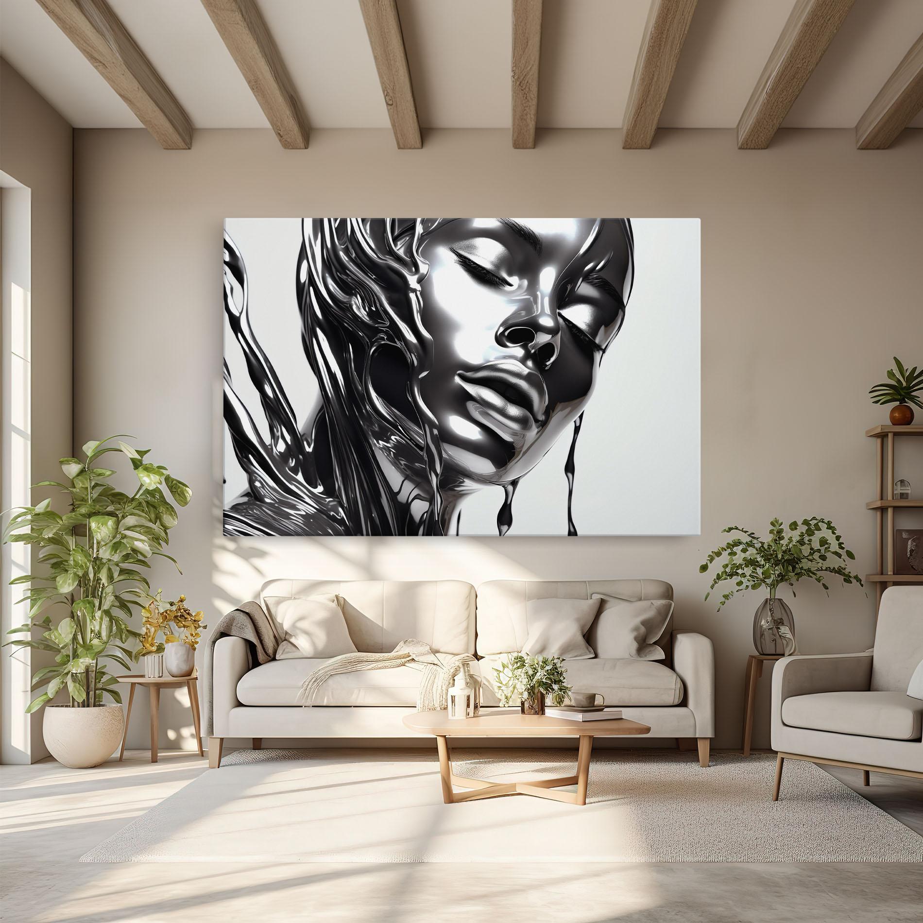 Leinwandbild Silver Liquid Woman mockup 6