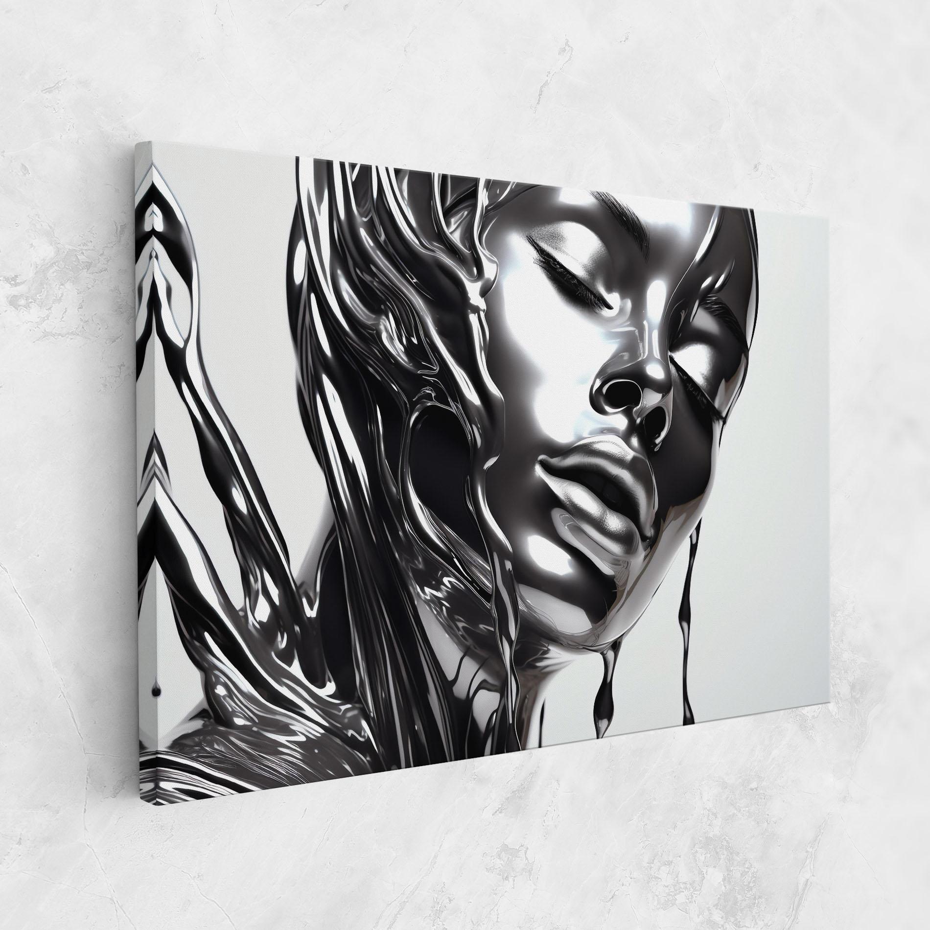 Leinwandbild Silver Liquid Woman mockup 1