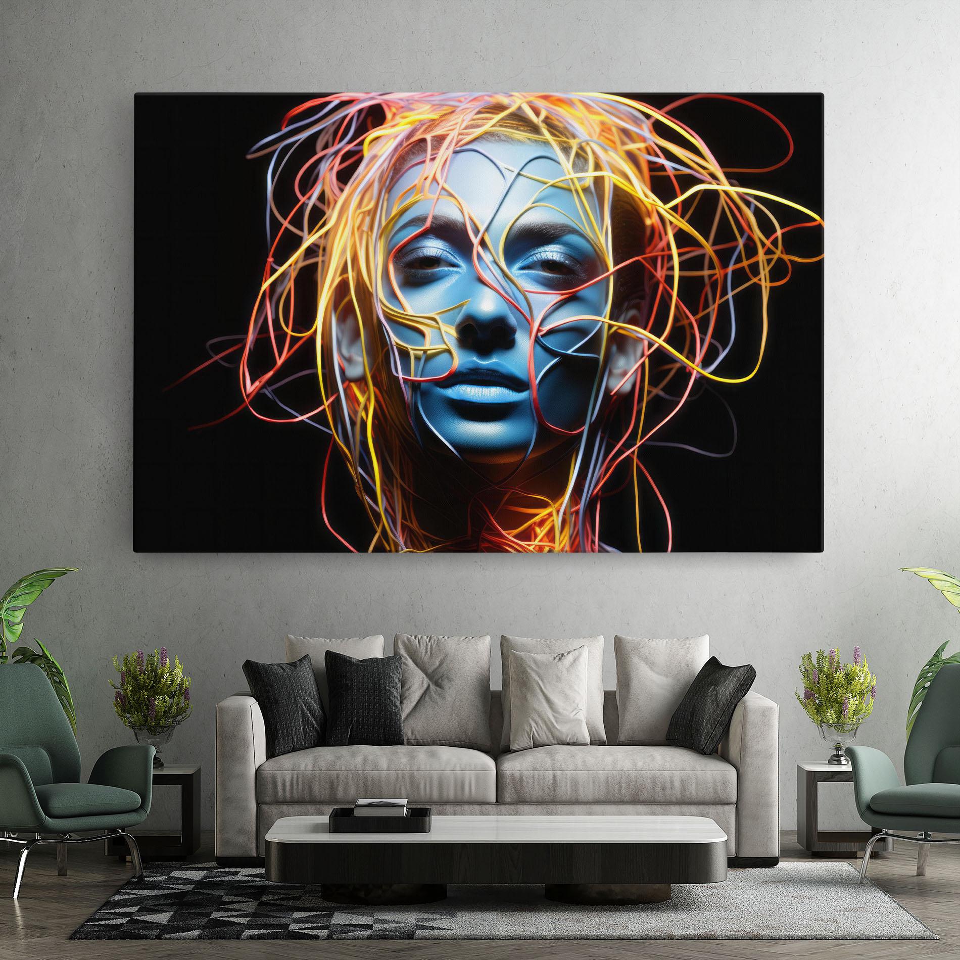 Leinwandbild Neon Lights Hair mockup 7