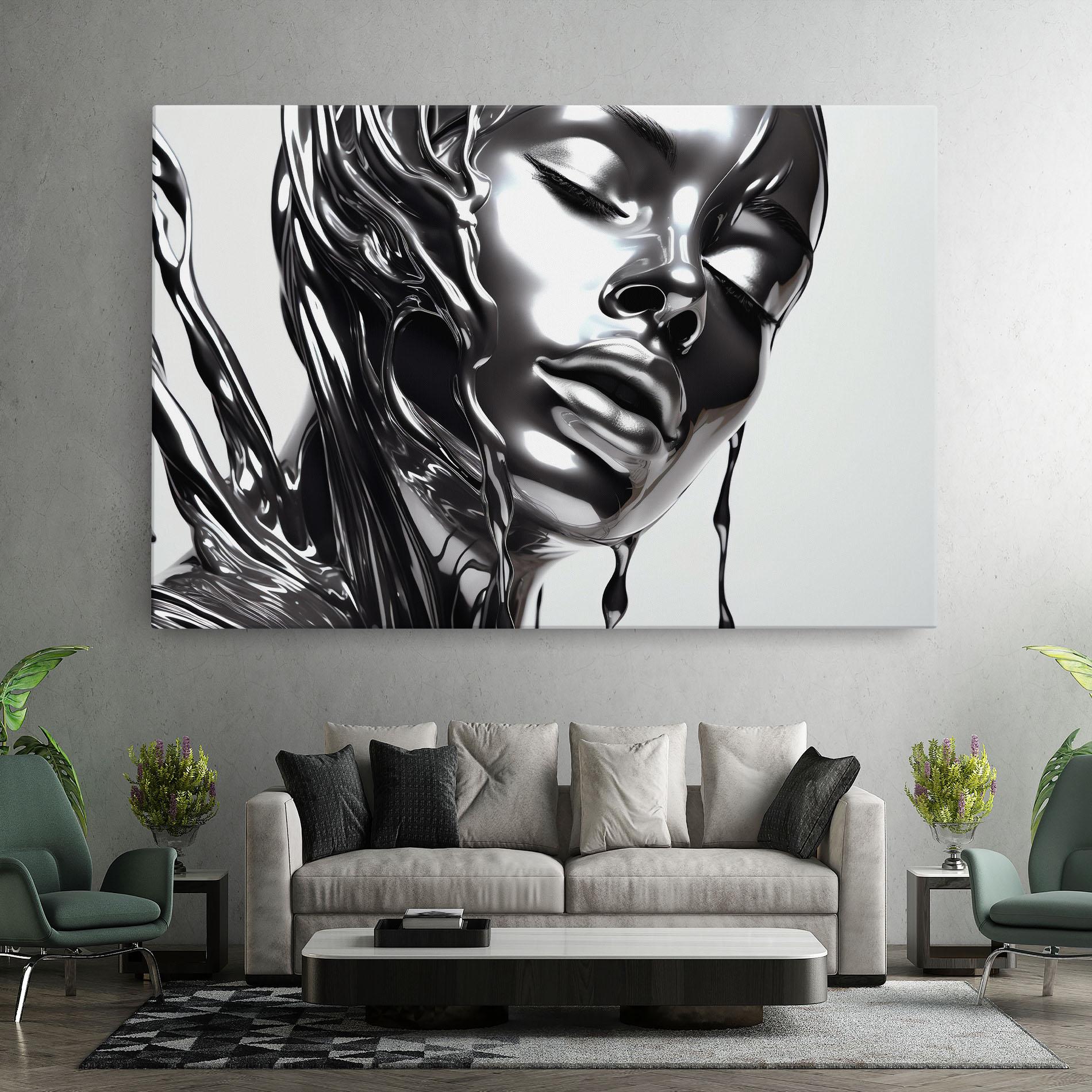 Leinwandbild Silver Liquid Woman mockup 7
