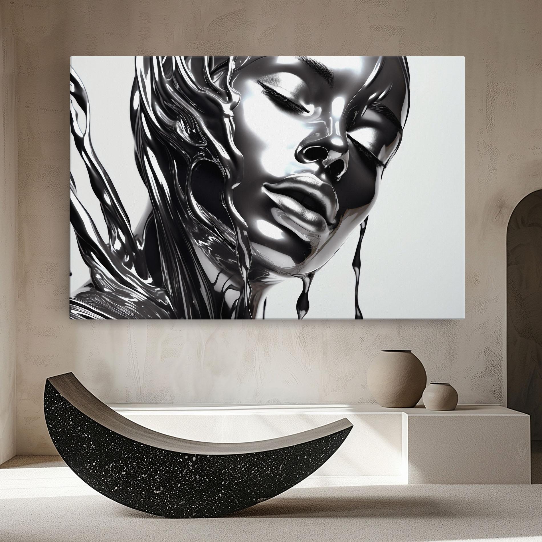Leinwandbild Silver Liquid Woman mockup 8
