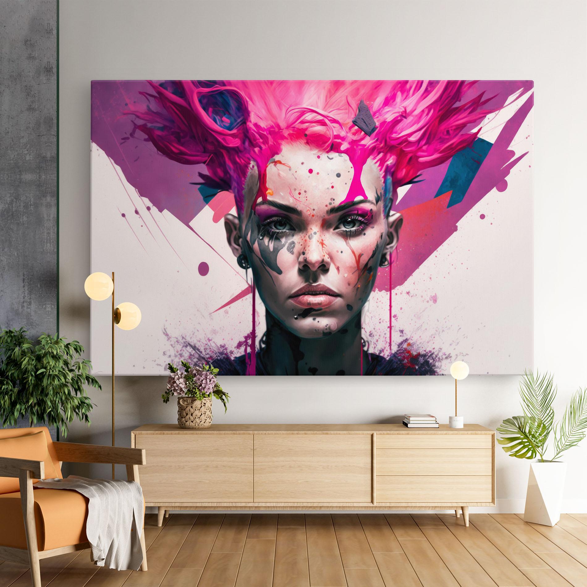 Leinwandbild Abstract Pink Hair mockup 9
