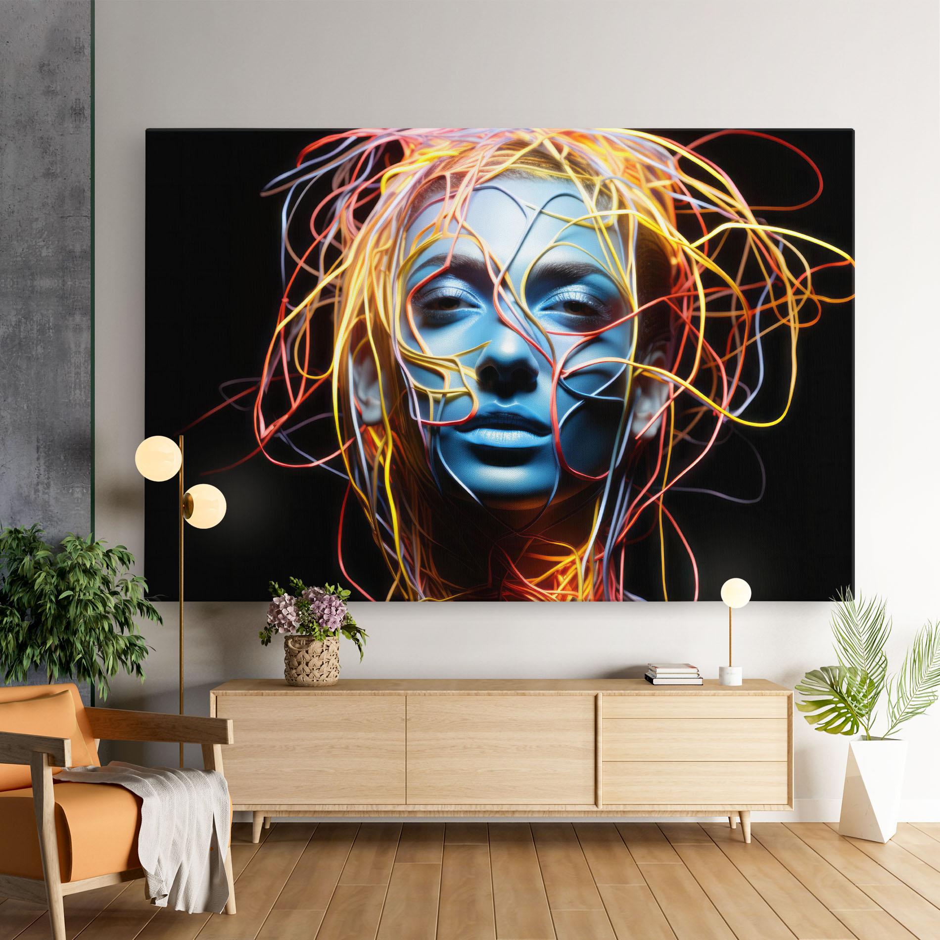 Leinwandbild Neon Lights Hair mockup 9