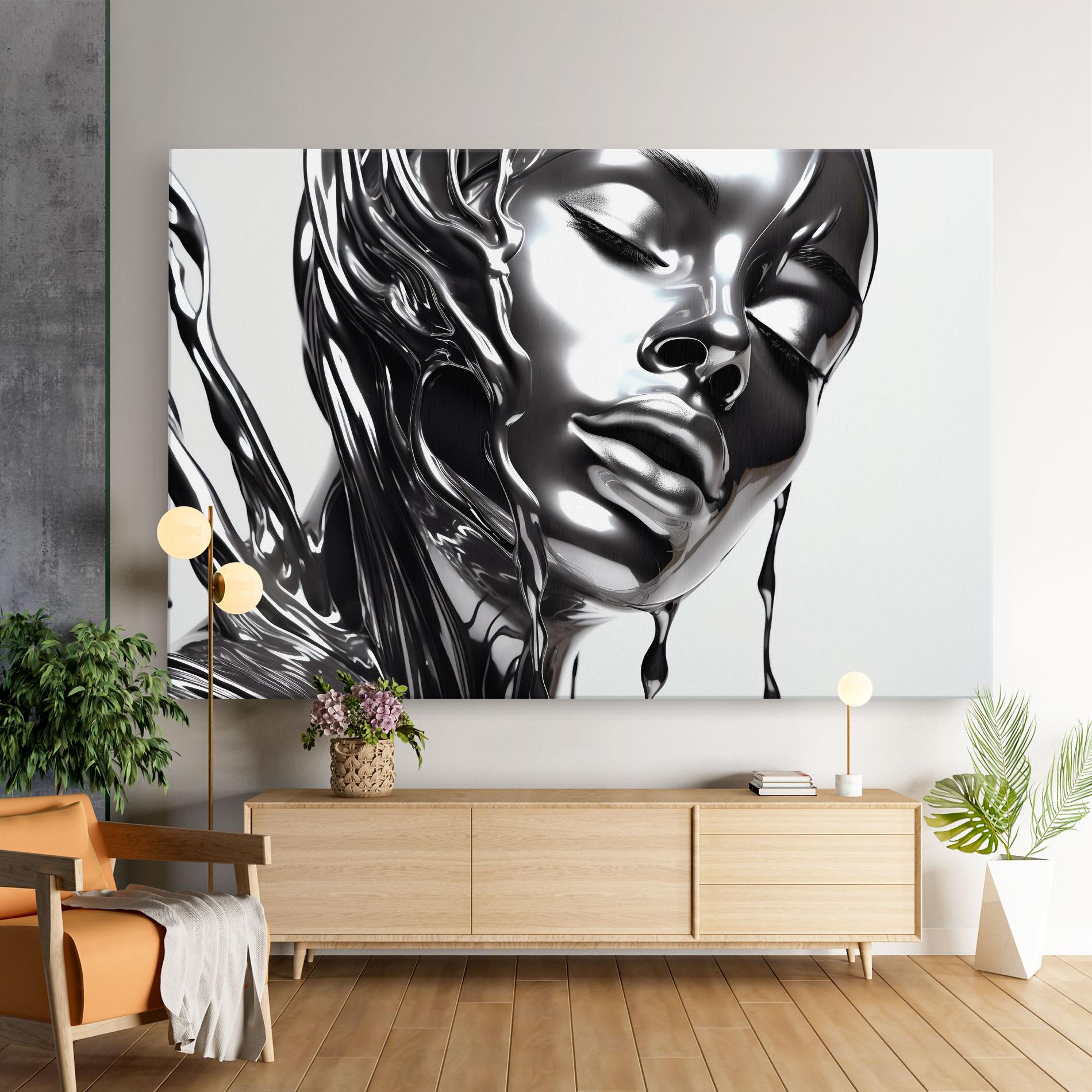 Leinwandbild Silver Liquid Woman mockup 9