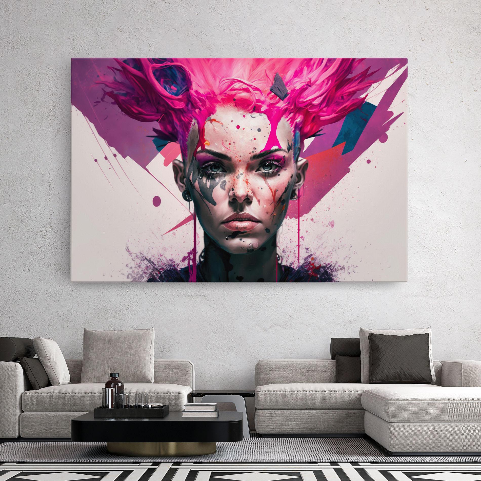 Leinwandbild Abstract Pink Hair mockup 2