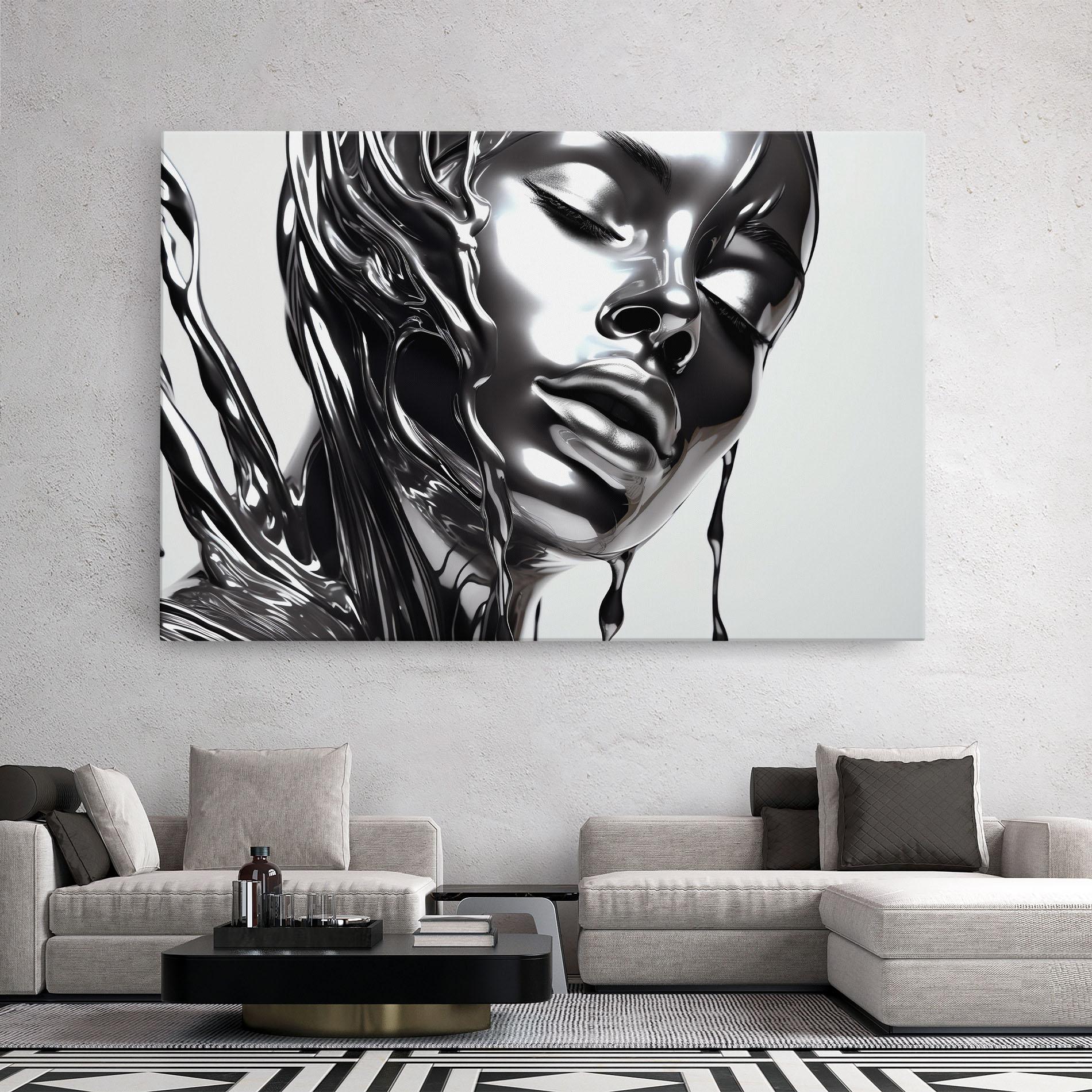 Leinwandbild Silver Liquid Woman mockup 2