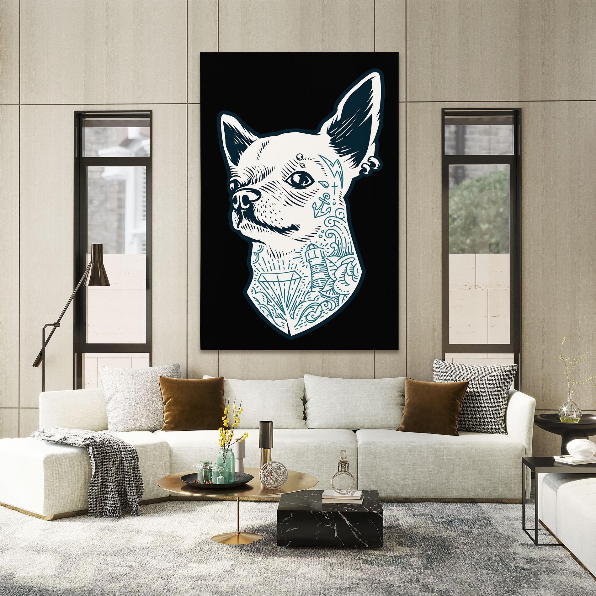 Leinwandbild Chihuahua Tattoo mockup 2