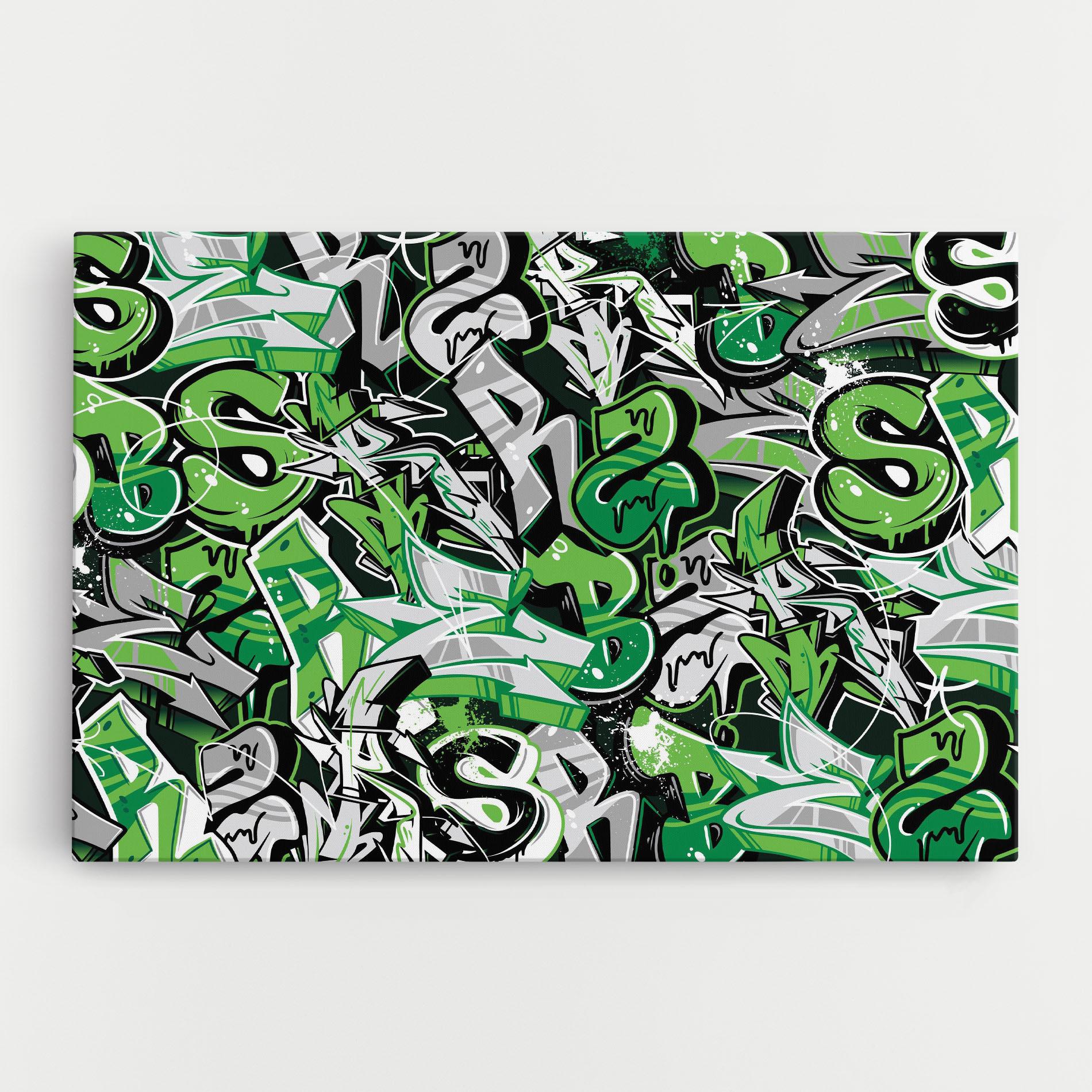 Leinwandbild Green Graffiti Letters mockup 0