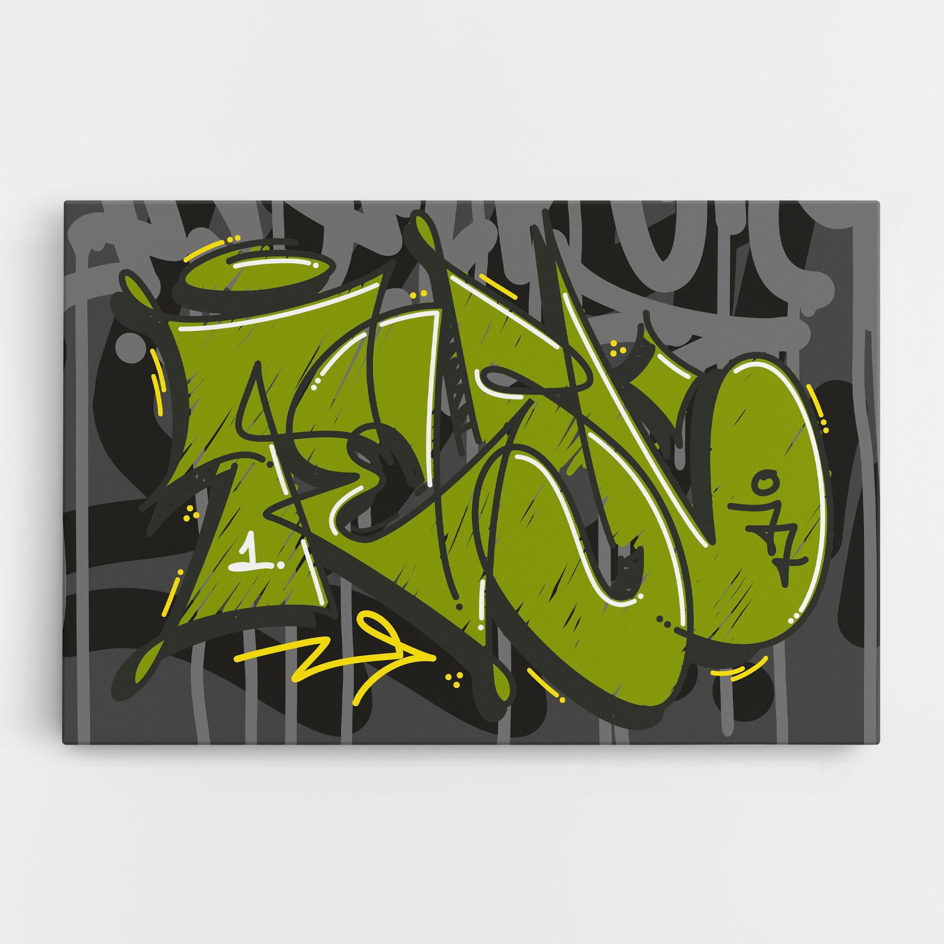 Leinwandbild Green Grey Graffti mockup 0