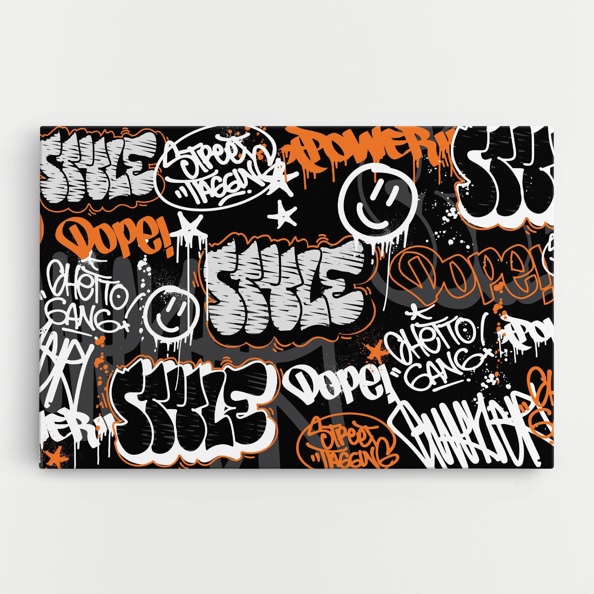 Leinwandbild Orange Black Graffiti mockup 0