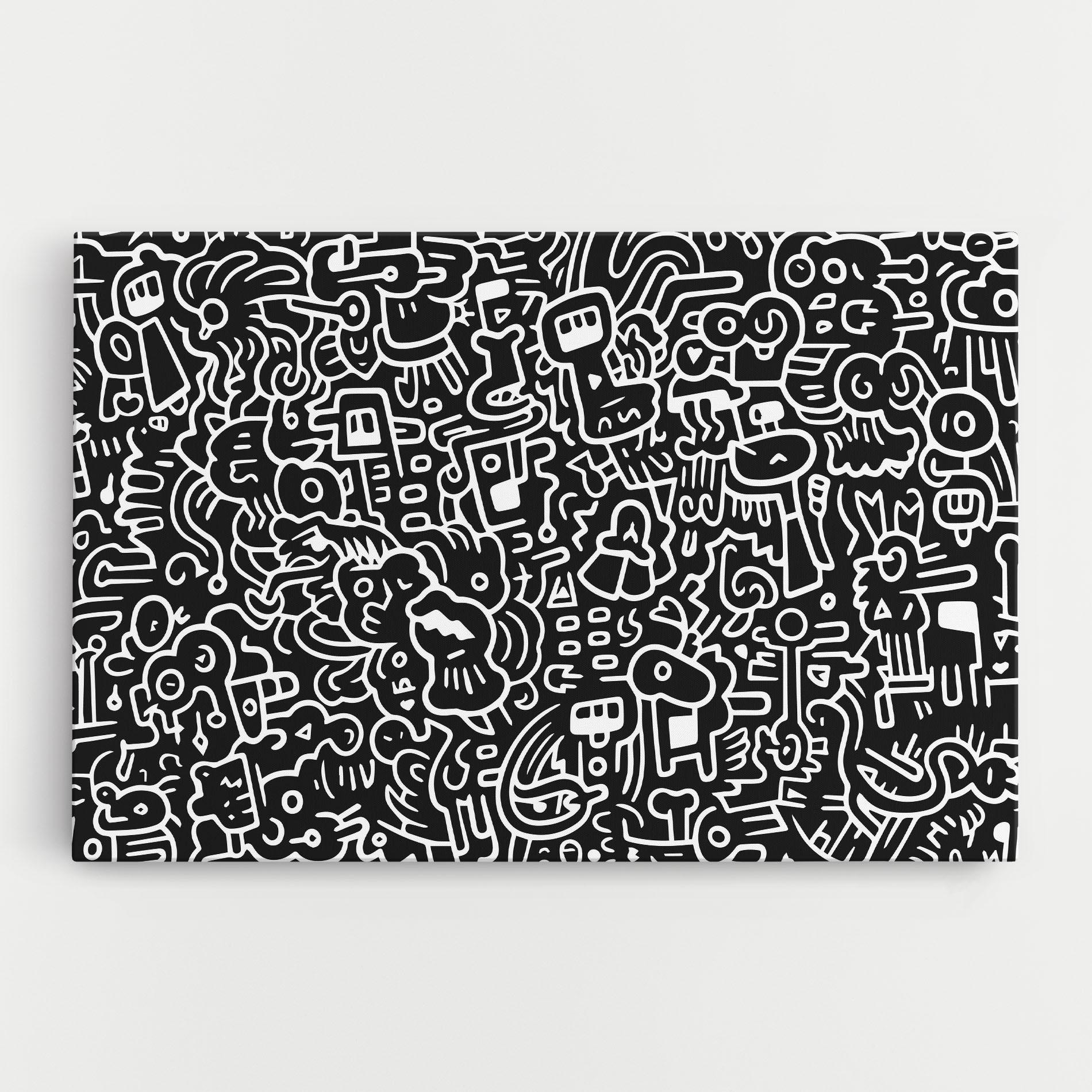 Leinwandbild White Line Doodle mockup 0