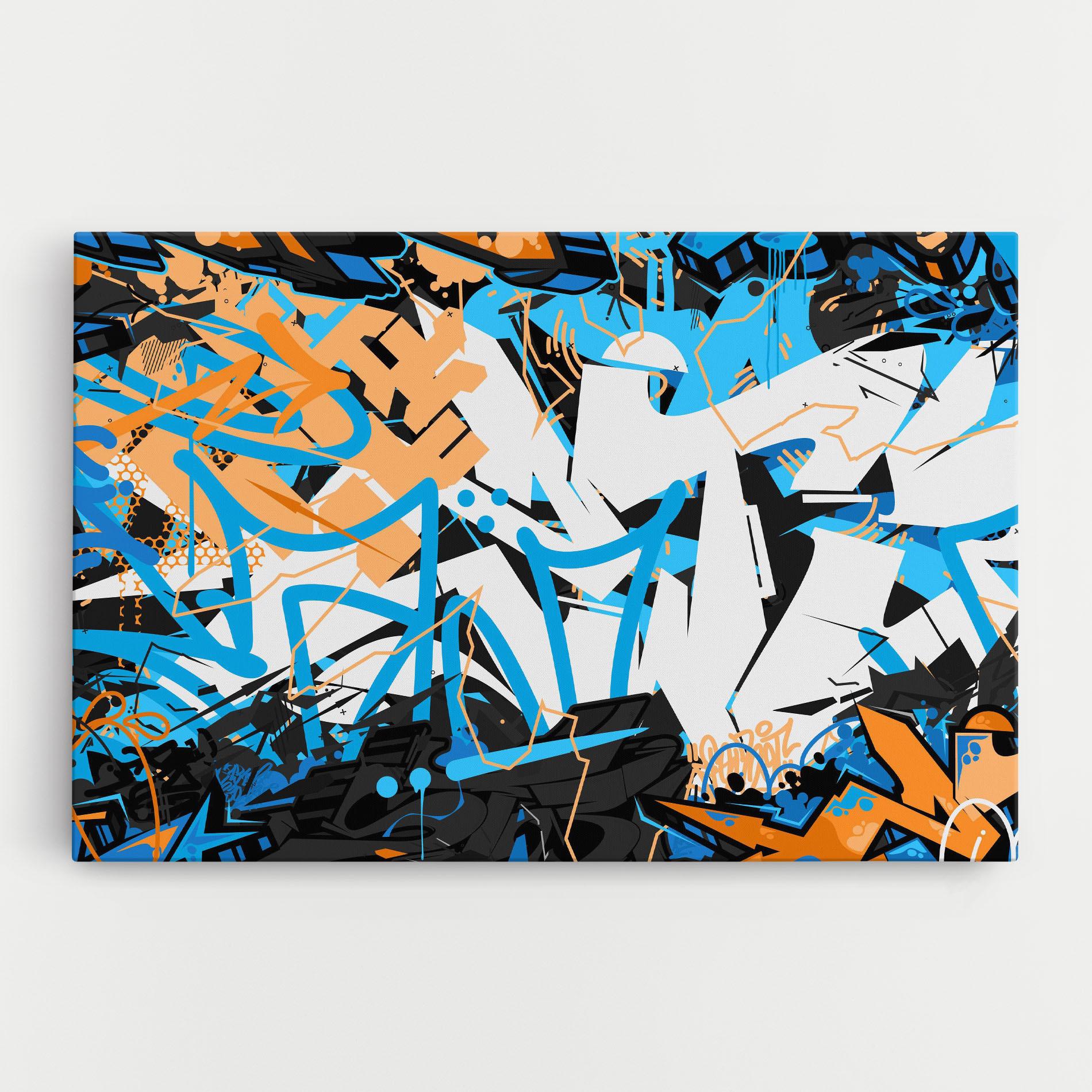 Leinwandbild White Orange Graffiti mockup 0