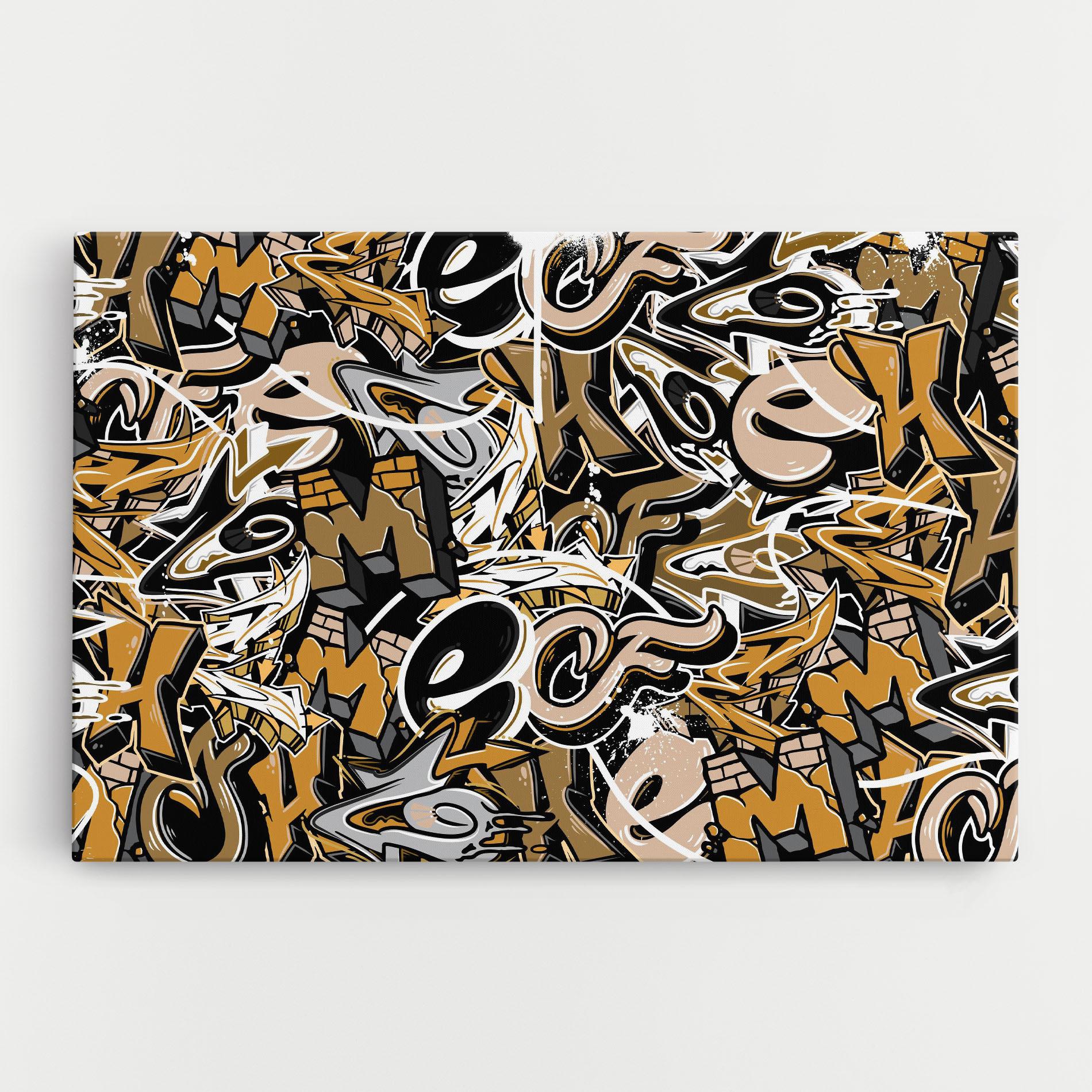 Leinwandbild Yellow White Graffiti mockup 0